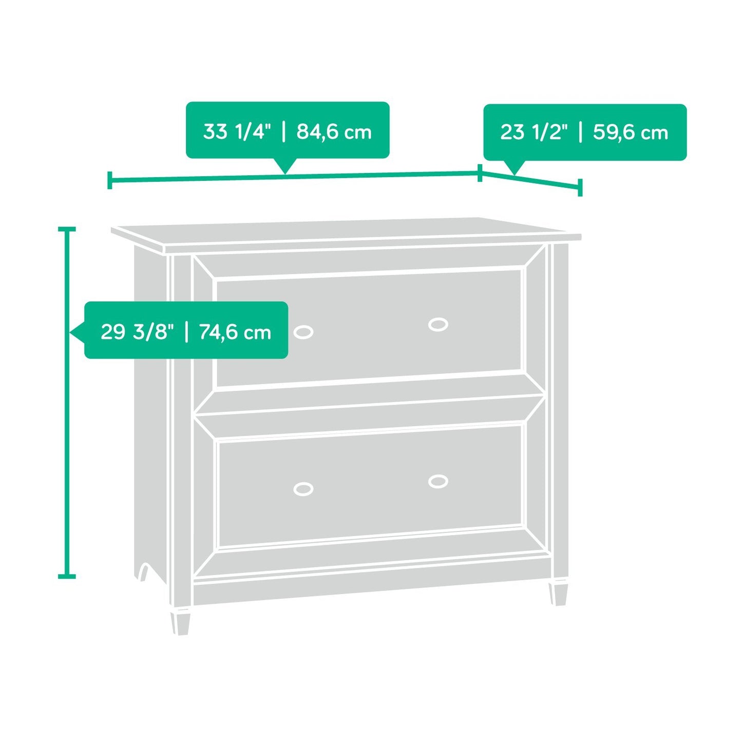 Sauder Edge Water 2 Drawer Lateral Filing Cabinet, Office File Cabinet, in Chalked Chestnut
