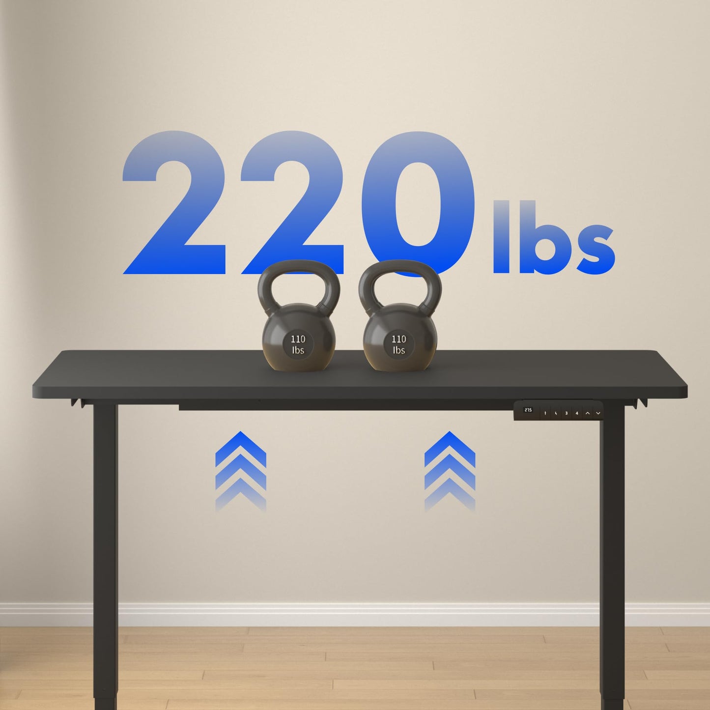 FLEXISPOT E3 Dual Motor Electric Standing Desk 55 x 28 Sit Stand Up Desk, Holds 220 lbs, Adjustable Height w/Memory Presets, One-Piece Black Desktop & Black Frame, Ships in 2 Boxes