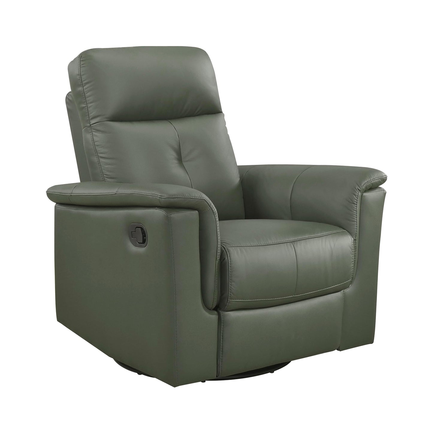 Lexicon Swivel Glider Recliner Chair, Comfy Nursery Glider, Top Grain Leather Match Recliner, Manual Reclining Chair for Living Room/Office/Apartment, Green
