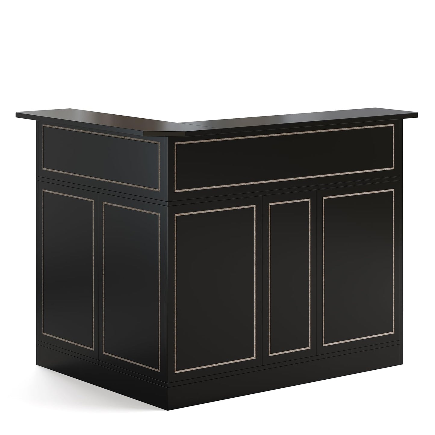 Tribesigns L-Shaped Bar Cabinet, 4-Tier Corner Bar Unit with Stemware Racks, Black