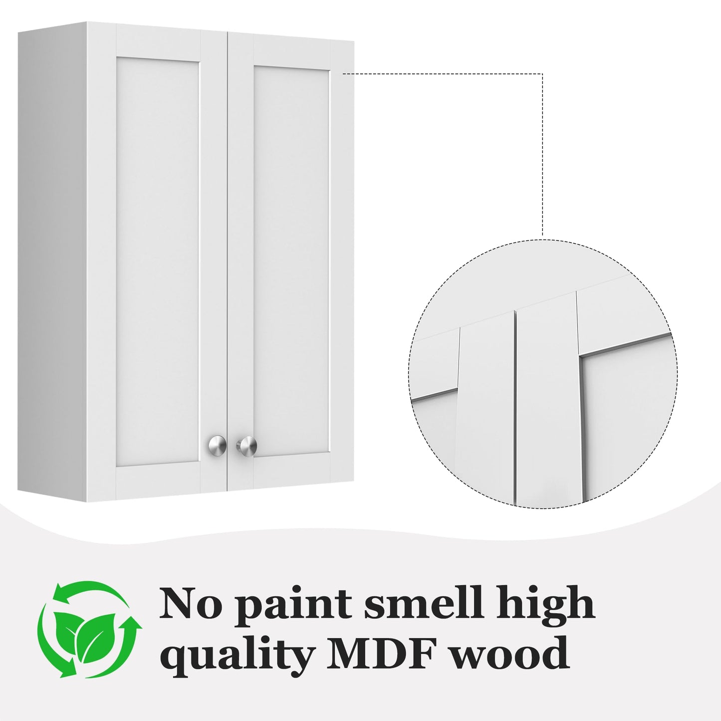 BYAOLVCY Bathroom Cabinet Wall Mounted Over Toilet Storage Cabinet 20x28 inch White Medicine Cabinets for Wall Mount Space Saver Bathroom Storage Cabinet with 2 Adjustable Shelves & 2 Doors