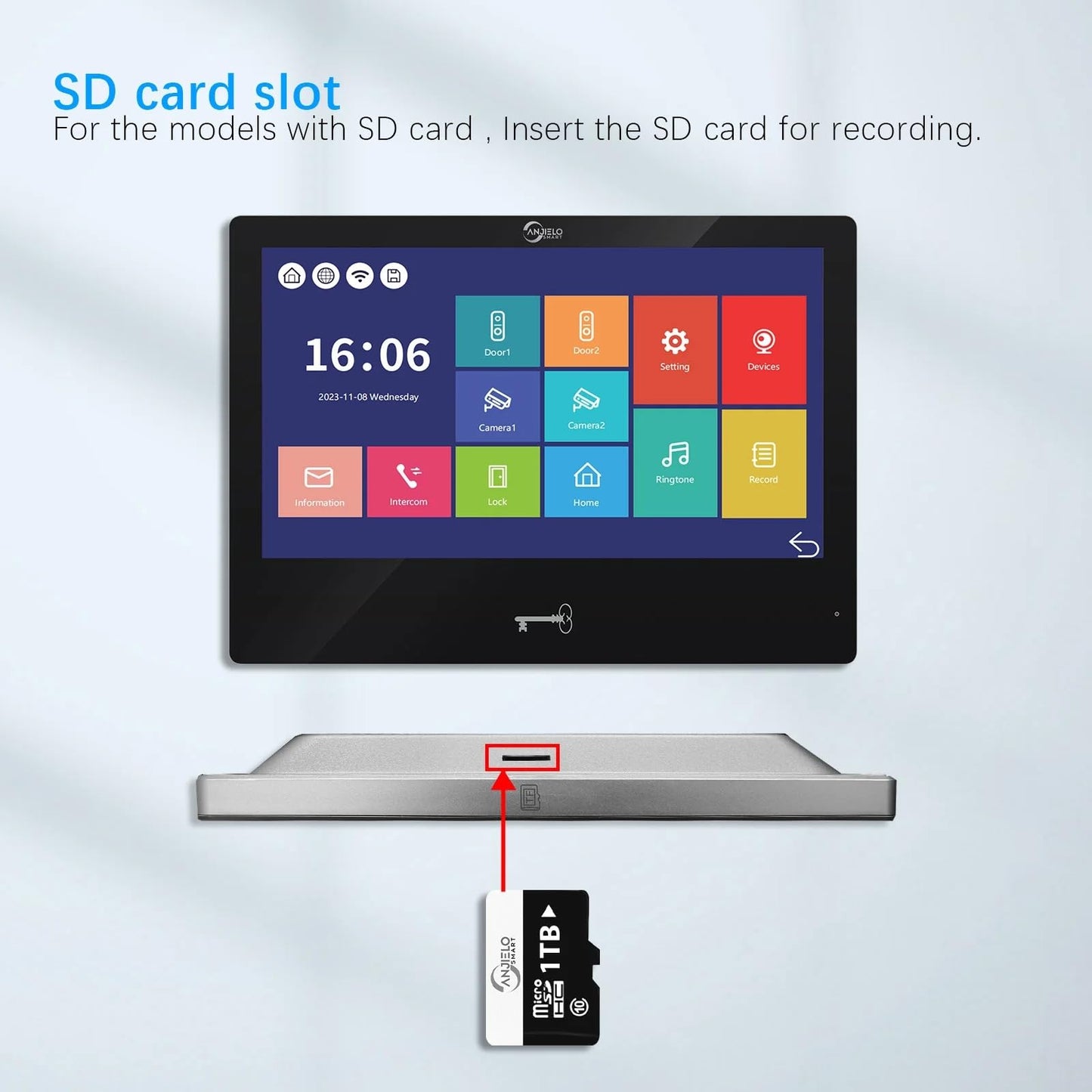 ANJIELO SMART Wired Video Intercom System,10 Inch Touch Monitor with 1080P HD Doorbell Camera,Apartment Door Phone Kit,Support Motion Detechtion RFID Card Unlocking for Home (1 doorbell + 3 Monitor)