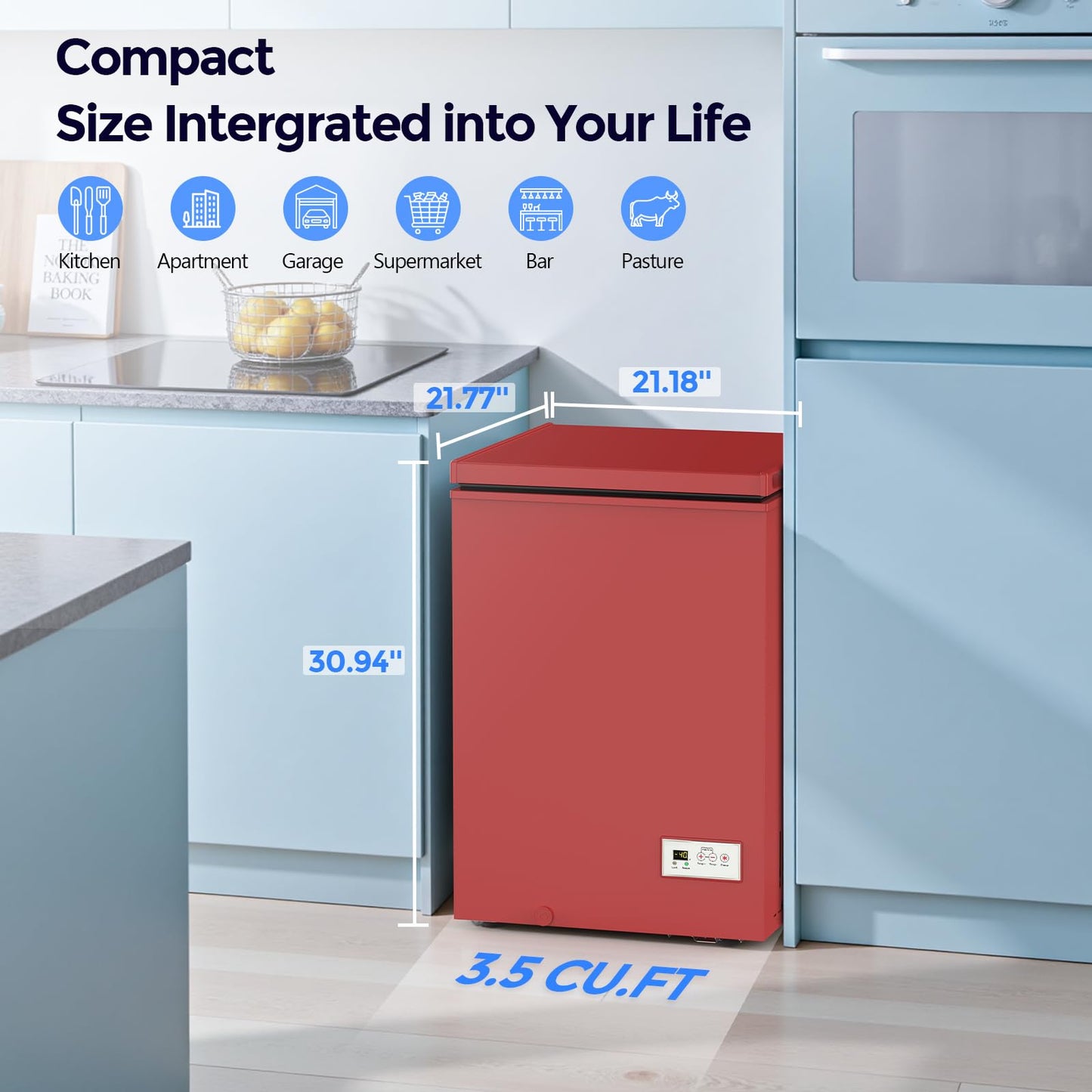 COWSAR 3.5 Cu.Ft Ultra-Low Temperature Chest Freezer, 14℉ to -40℉ Deep Freezer with 2 Removable Stainless Steel Baskets, Electronic Control, 7 Level Adjustable Thermostat