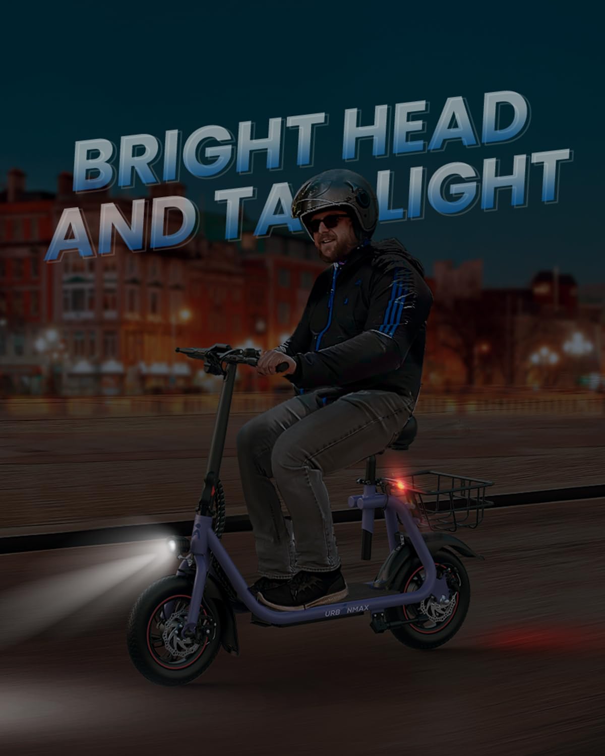URBANMAX C1 Electric Scooter with Seat,450W Powerful Motor up to 20 Miles Range,Foldable E-Scooter for Adults Max Speed 15.5Mph,12" Pneumatic Tires for Commuting & Errands,Deep Purple