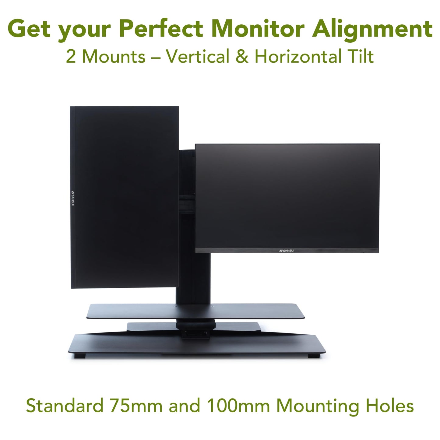 Perfect POSTURE Sit2Stand Standing Desk Converter with Dual Monitor Mount – 18” Height Adjustable Sit-Stand Workstation – Black