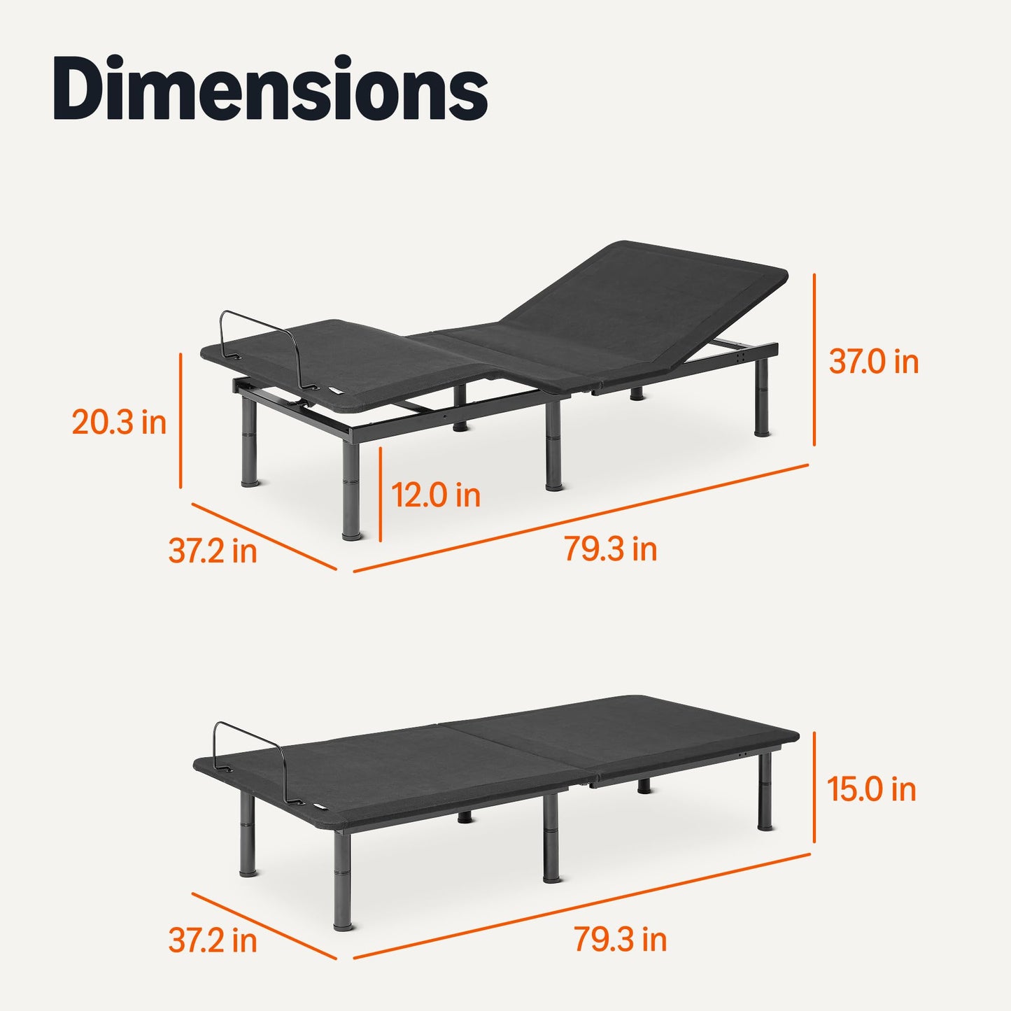 Amazon Basics Adjustable Metal Platform Bed Base with Wireless Remote Control, Twin XL Size