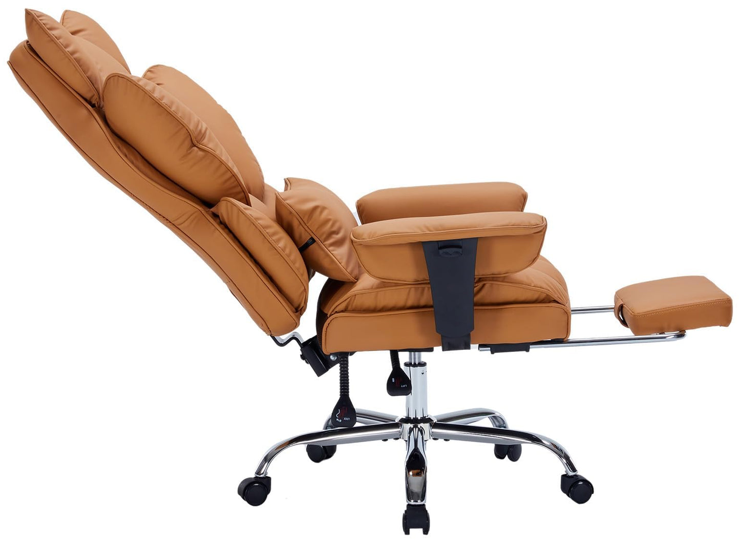 Big and Tall Office Chair, 400lbs Executive Leather Office Chair with Footrest, Ergonomic Gaming Chair for Adults, High Back Desk Chair with Lumbar Support, Wide Seat, 150 Degree Reclining, Brown