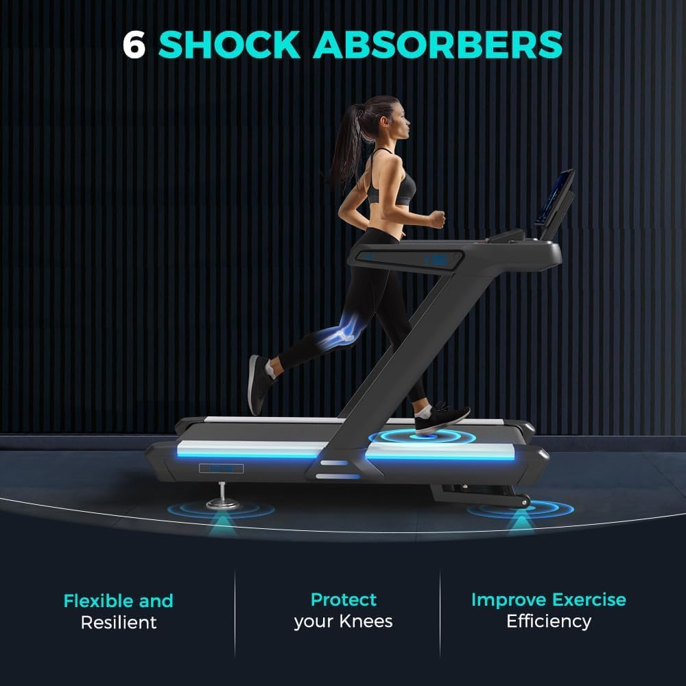 Premium Motorized Treadmill with Screen Projection, 15% Auto Incline Run Mill with 3.0HP Powerful Motor, 22" Wide Deck, Shock Absorption, Quiet Walking Pad Treadmill for Home Gym