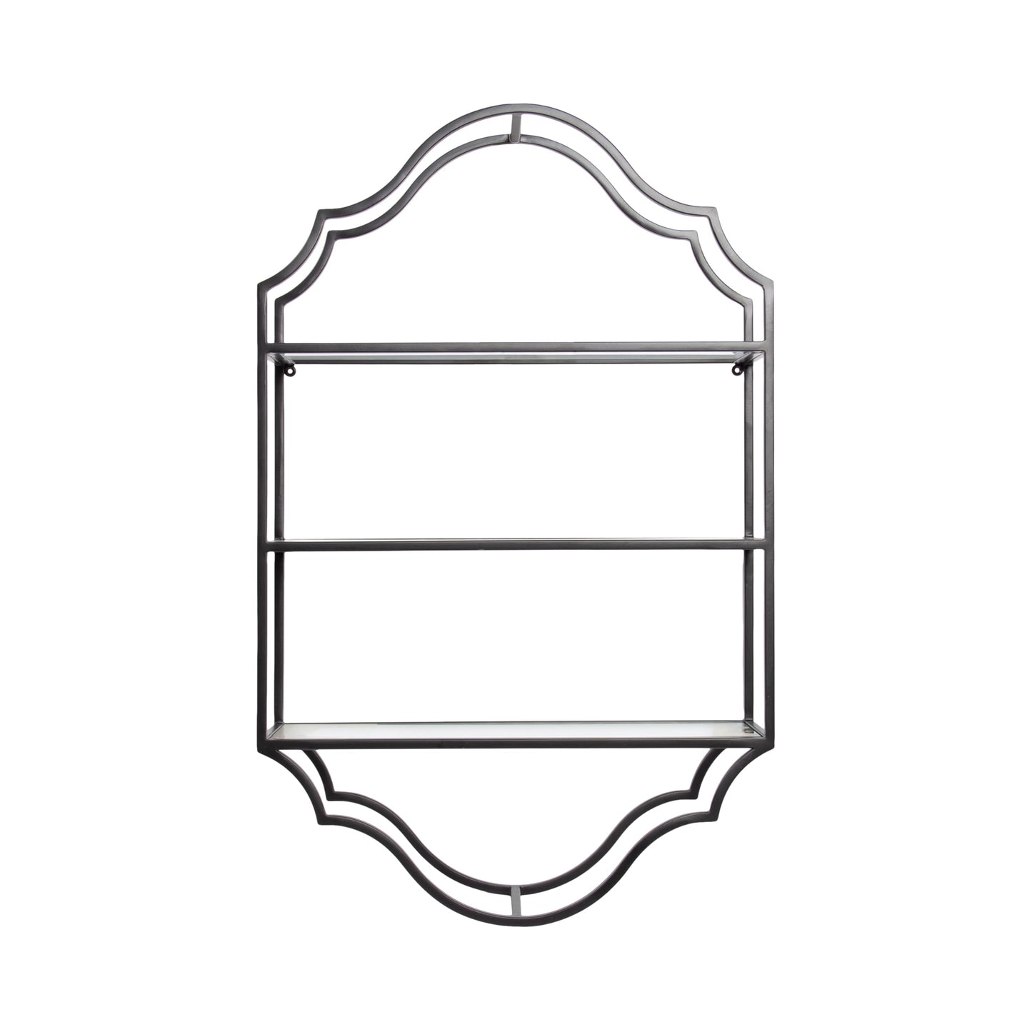 Kate and Laurel Leanna Glam Scalloped Three-Tiered Wall Shelf, 20 x 6 x 32, Black, Decorative Floating Shelf Storage and Wall Organizer for Bathroom Over Toilet Storage or Display