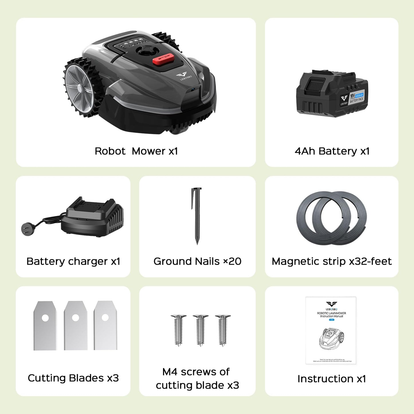 LEBOSBO V3 Robotic Lawn Mower with AI Vision Obstacle Avoidance, Smart APP Control, Low-Noise Operation, Adjustable Cutting Height, No-Go Zones, Ideal Robot Lawn Mower for Lawns Up to 1600 Sq.Ft