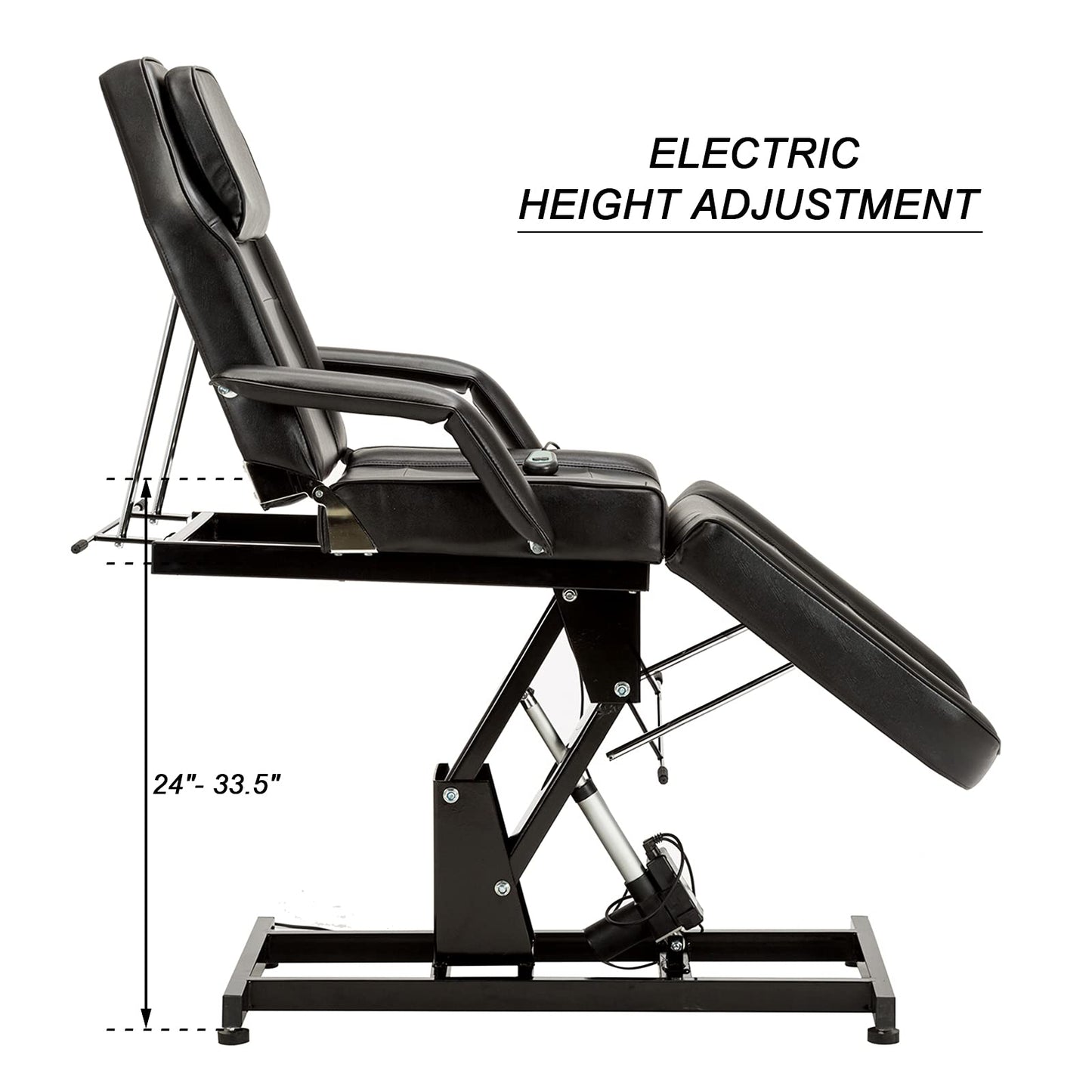 BarberPub Salon SPA Massage Bed Tattoo Chair Facial Adjustable Table Beauty Equipment 0100 (Black)