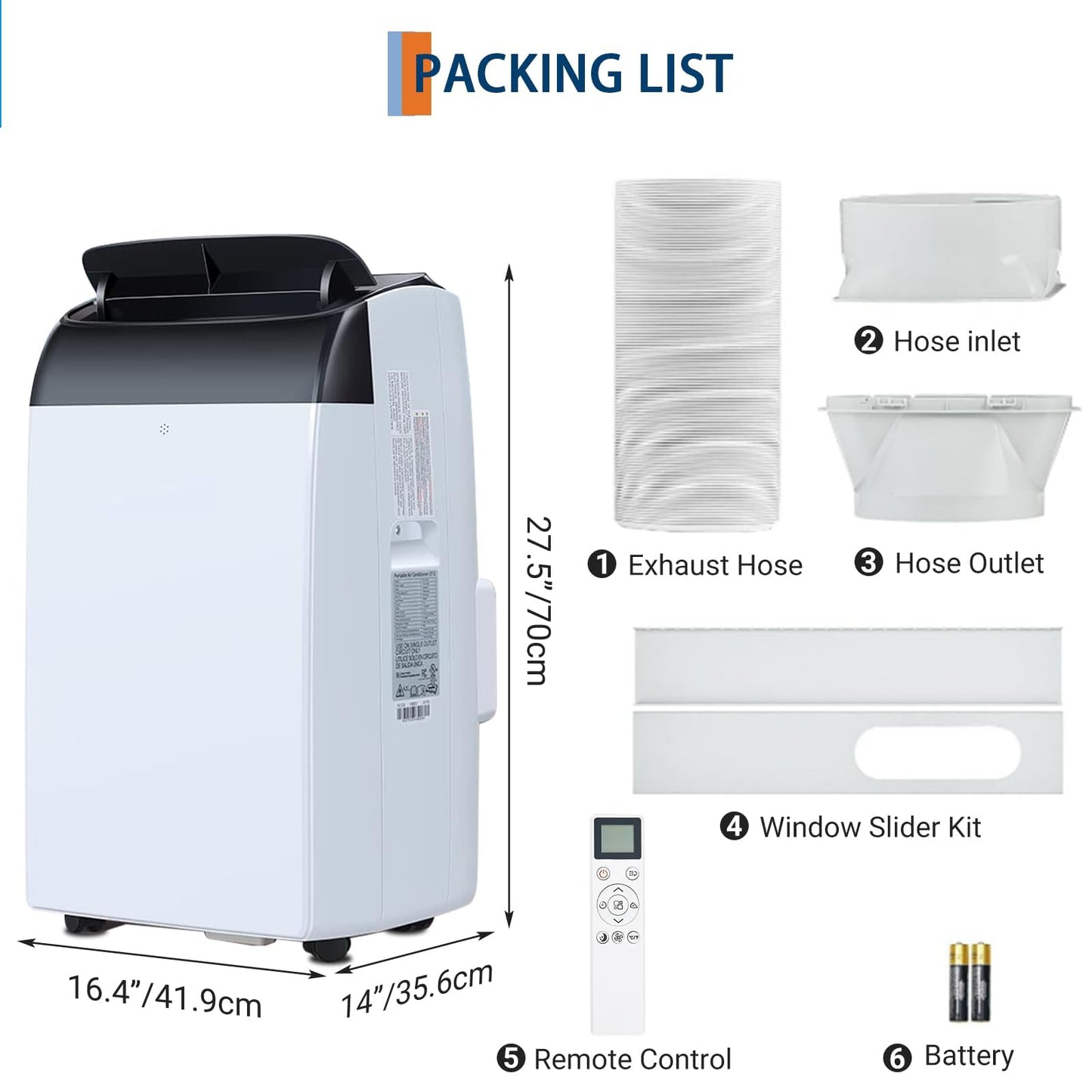 Garvee 14,000 BTU AC Unit, 3-in-1 Portable Air Conditioner with Cooling, Dehumidifier & Fan for Rooms up to 750 sq.ft, Remote Control, Sleep Mode, Timer & Window Kit