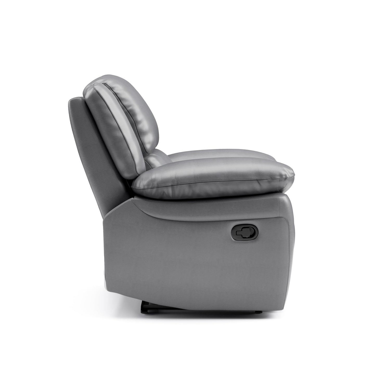 Furniture of America Sorin Modern Leather Recliner Chair with Pillow Armrests and High Density Foam, Reclining Sofa, Comfortable Couch for Living Room, Office, FSC Certified, Dark Gray