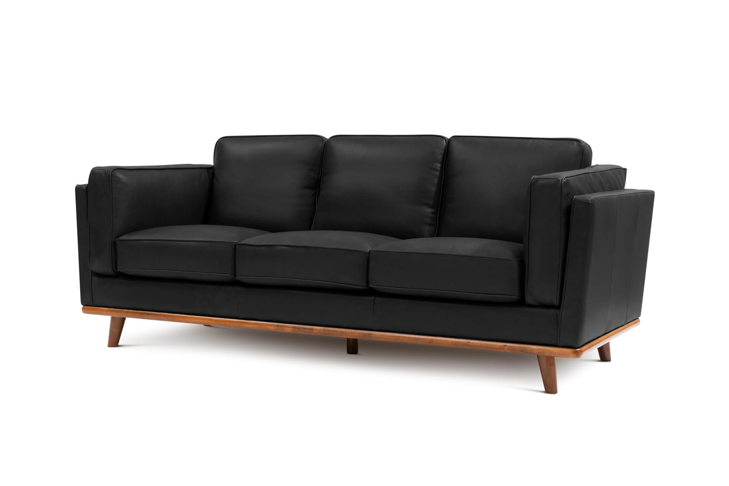 Valencia Artisan Full Leather Sofa 88” | Pure Full Italian Nappa Leather Couch, Solid Wood Accent, Ultimate Comfort, Black