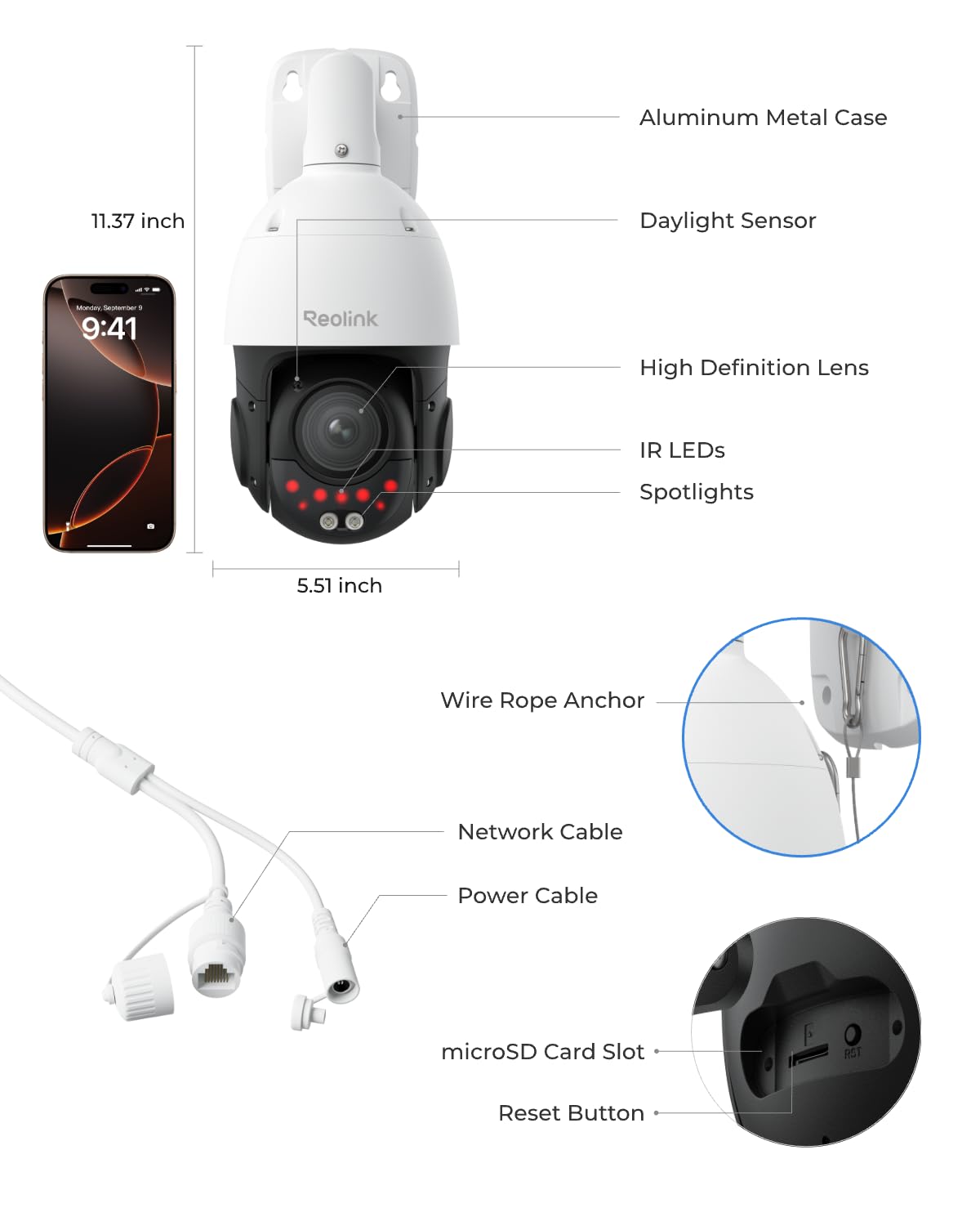 REOLINK RLC-823S2 Smart 4K/8MP UHD PTZ Security Camera with Cutting-Edge 16X Optical Zoom and 3D Zoom, Color Night Vision with Spotlights, Person/Vehicle/Animal Detection, 2 Way Talk, 24/7 Recording