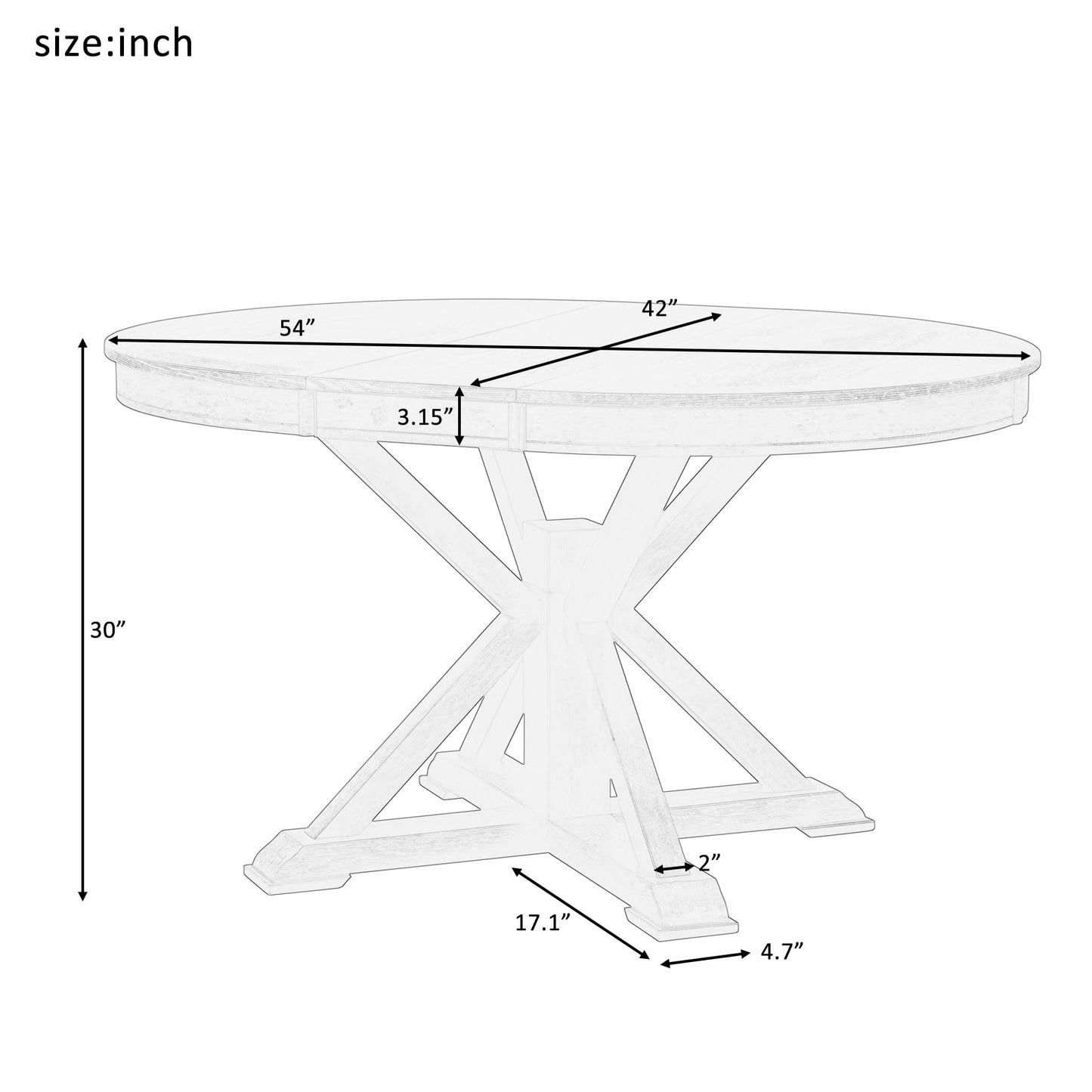 ERYE Retro Style Round Dining Table Functional Wooden Extendable Oval Dining Table with 12" Leaf and Natural Wood Grain Variation Tabletop