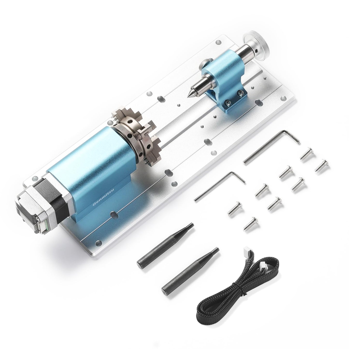 Genmitsu 4th Axis Rotary Module for 4040 and 3030 Series CNC Machines with Planetary Geared Stepper Motor, 4 Jaw Chuck, Clamped Range 10-200mm