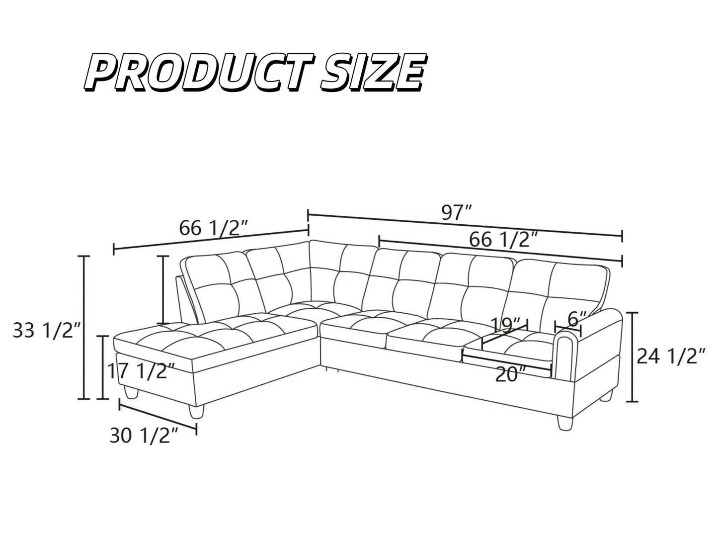 Trygoal L Shaped Couch Sectional Couches with Chaise, 3 Pieces Modular Convertible Sofa for Living Room Furniture Sets and Small Apartment, Grey