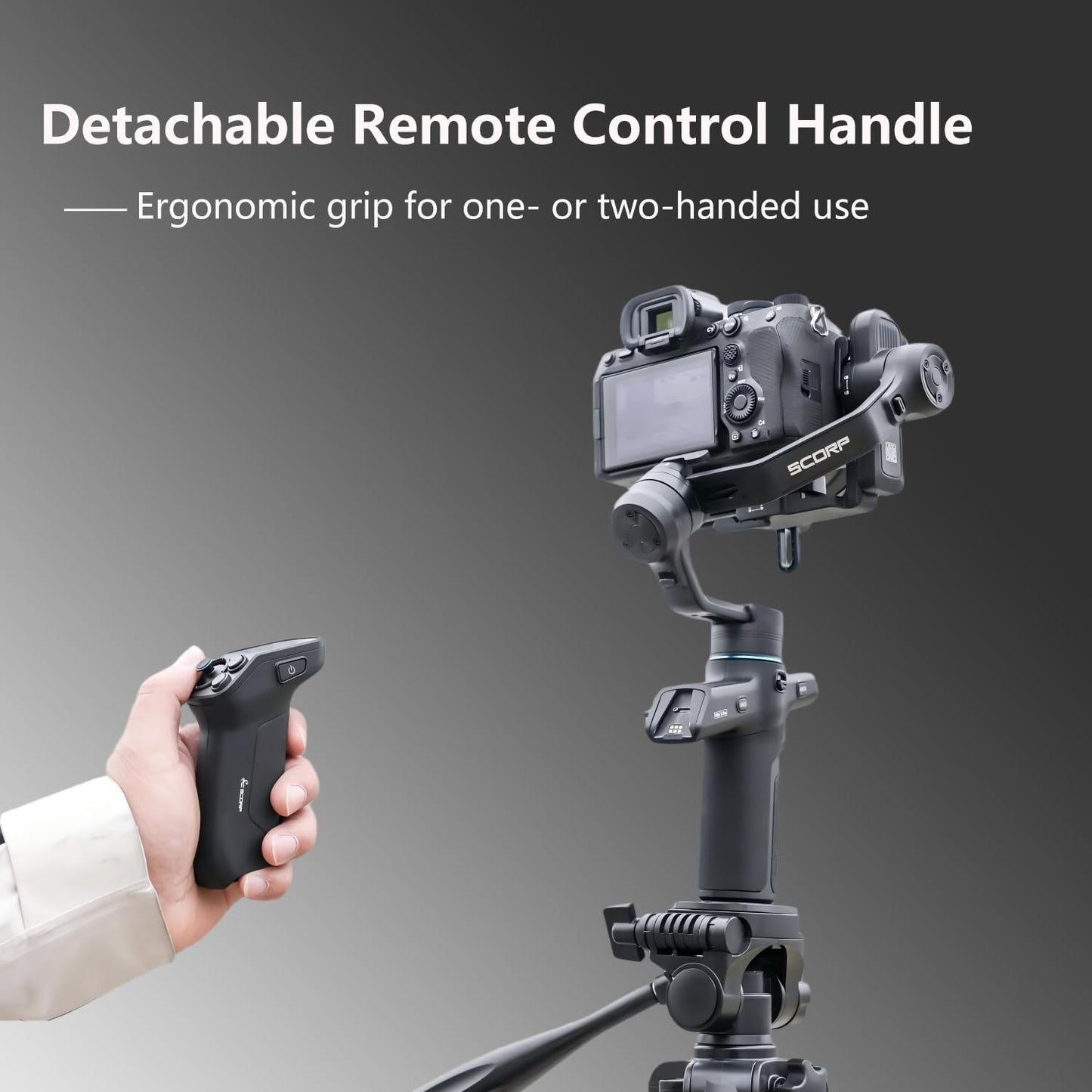 FeiyuTech SCORP Mini 3 Pro Camera Gimbal Kit w/AI Tracking 4.0, Detachable Touchscreen Handle, 4.4lb Payload, Gimbal Stabilizer for Mirrorless Cameras, Smartphone, Action Cam (Bag+Light+Pole Included)