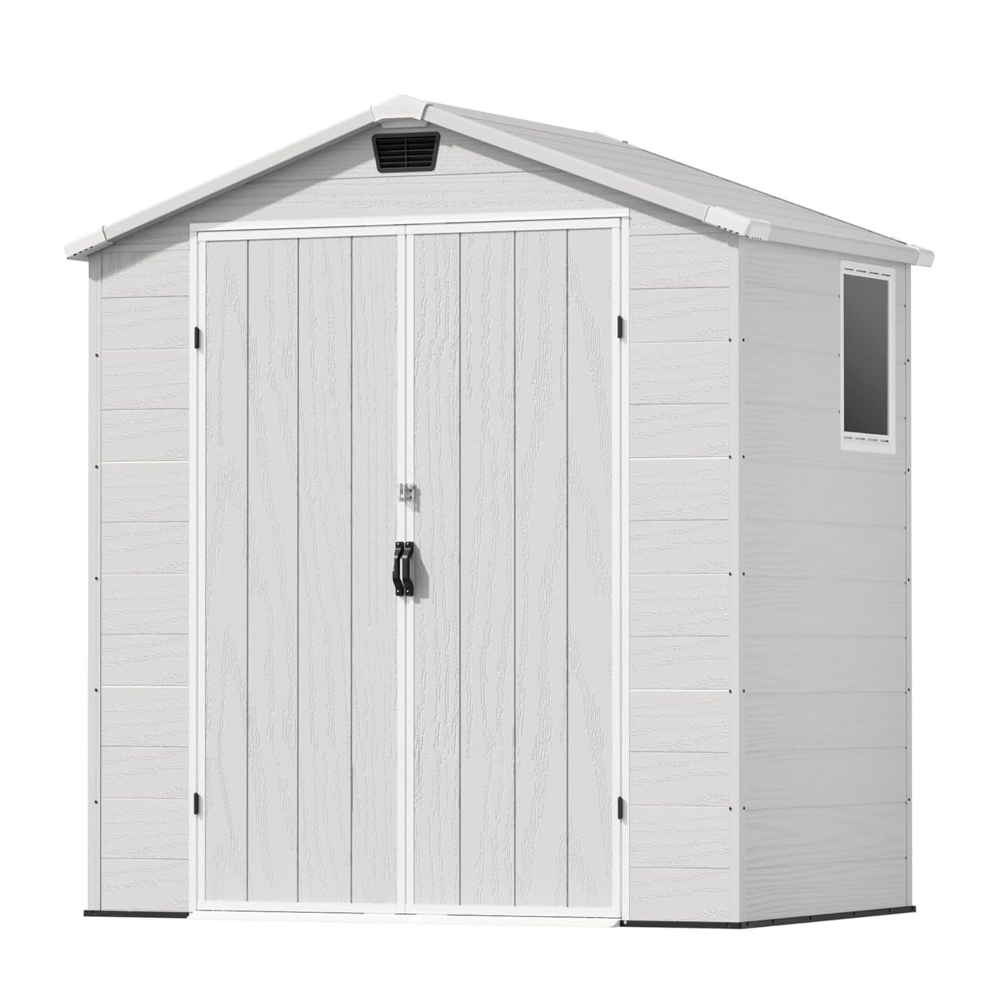 Patiowell 6X4 FT Plastic Outdoor Storage Shed with Floor, Resin Tool Sheds with Lockable Door and Window, Weather-Resistant Garden Shed, Easy Assembly for Backyard, Patio, Light Grey