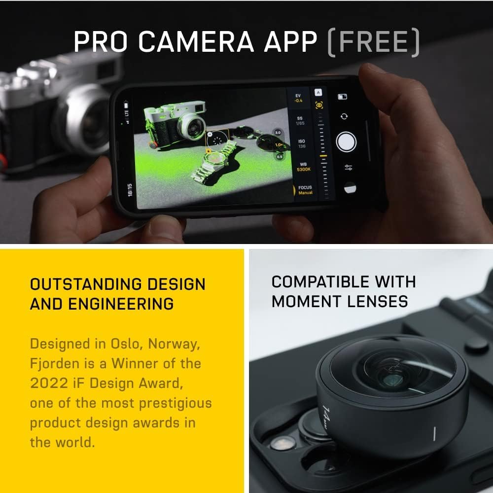 FJORDEN Pro Bundle for iPhone 16 Pro - Includes Camera Grip, (MagSafe Compatible) iPhone Case, Black Rope Strap & Carry Case - Shoot Like A Pro With Your iPhone