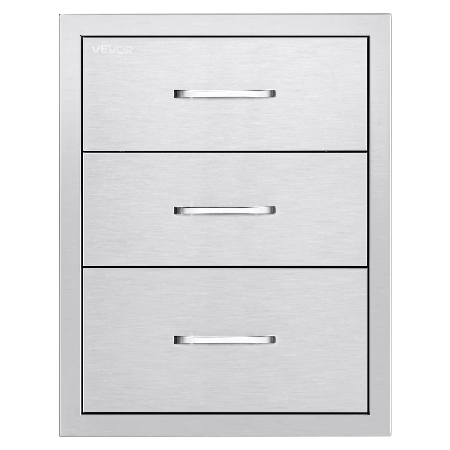 VEVOR Outdoor Kitchen Cabinets 18.11"W x 23.23"D x 23.23"H, Triple-Access Stainless Steel BBQ Drawers with Handles, BBQ Island Drawer for Outdoor Kitchens, Barbeque Island Patio Grill Station
