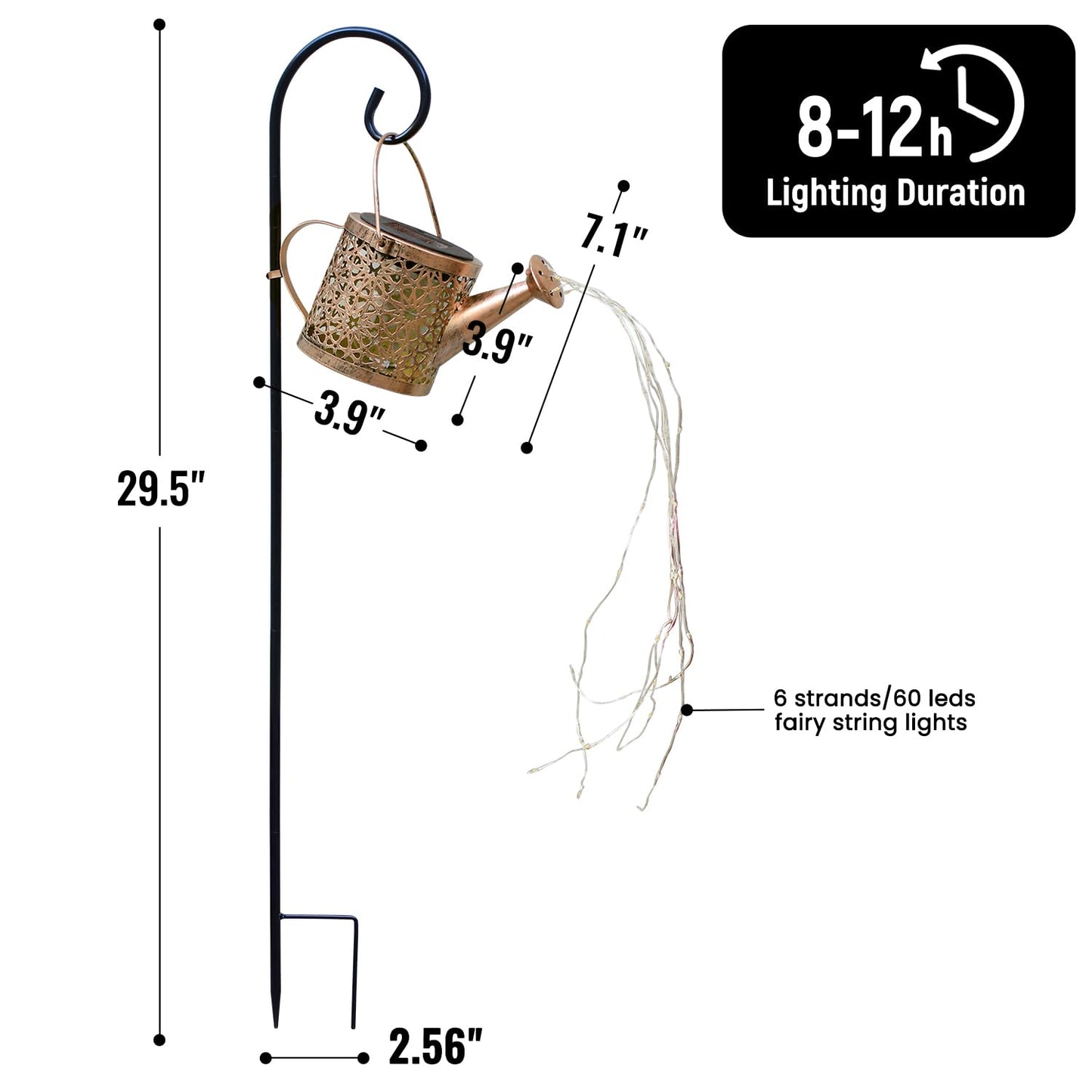 X-PREK Solar Garden Lights, Metal Watering Can Design, Waterproof, Warm White, Outdoor Patio Decor