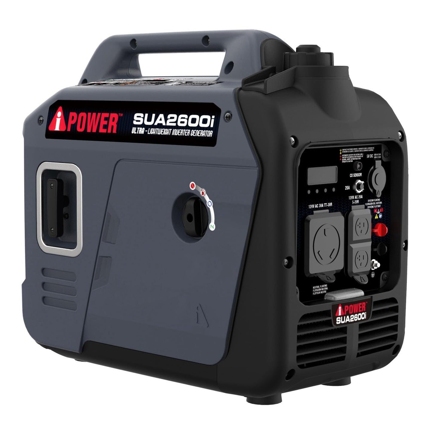 A-iPower Quiet Inverter Generator, 2600W RV Ready, EPA & CARB Compliant CO Sensor, Portable Ultra-Light Weight For Backup Home Use, Tailgating & Camping (SUA2600i)