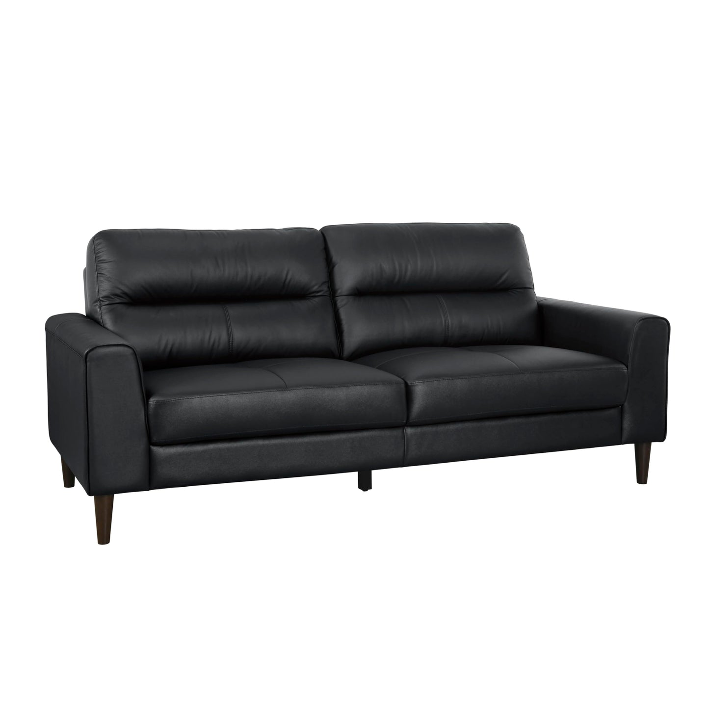 Lexicon Leather Match Couch Sofa, Modern Oversized Sofa, Solid Wood Legs, Top Grain Leather 3 Seater Couch for Living Room, Bedroom, Office, Apartment, Waiting Room, Black