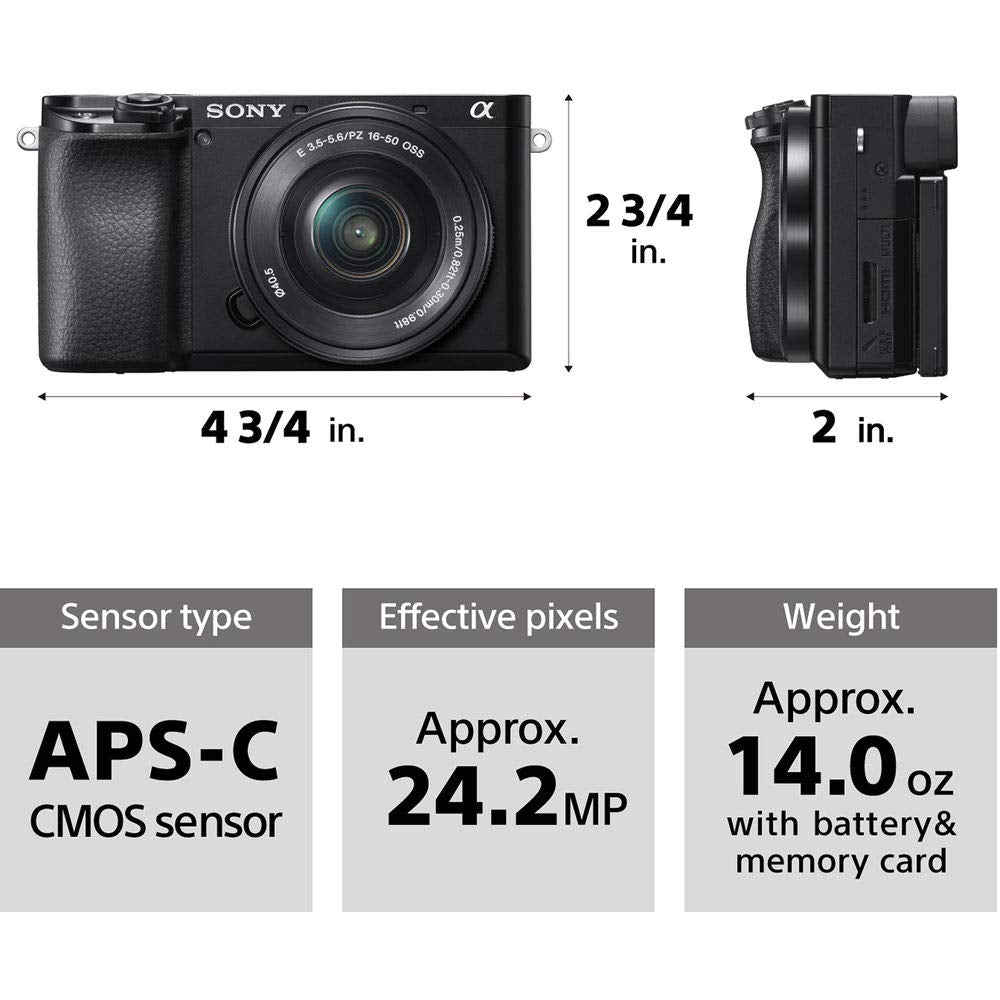 Sony Alpha A6100 Mirrorless Camera, Black