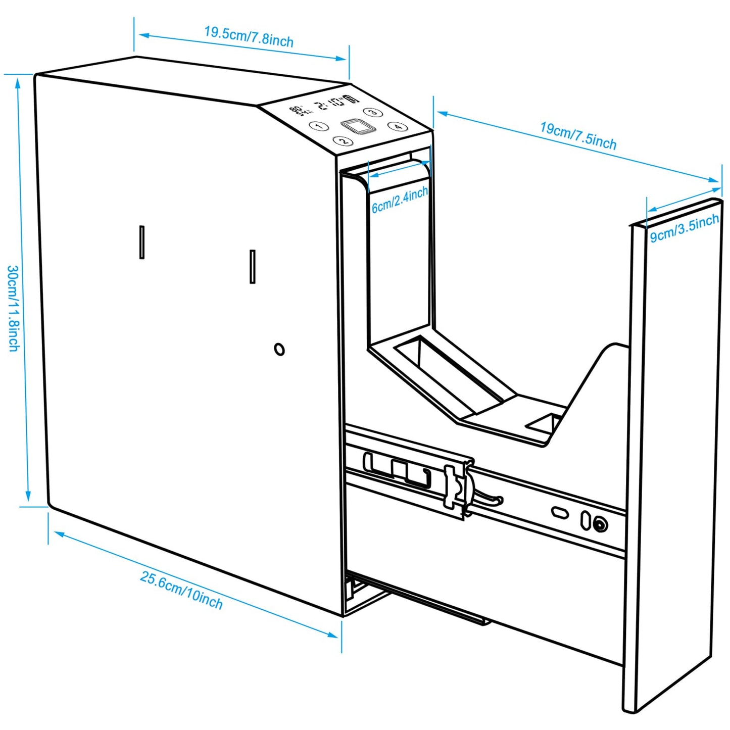 Biometric Slider Handgun Gun Safe with LCD Screen of Temp Humidity Time for Nightstand, Desk, Bed Side, Wall, Truck