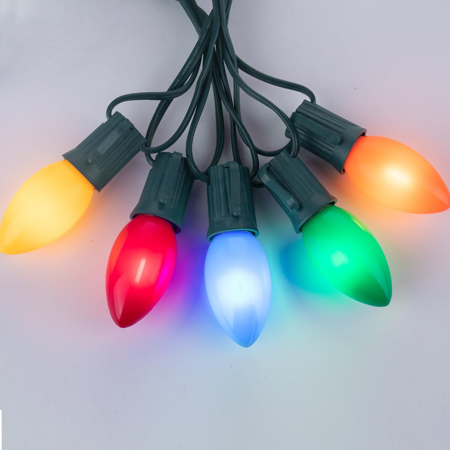 Minetom C9 LED Christmas Light Bulbs, Multicolor Shatterproof, E17 Base, 50 Pack