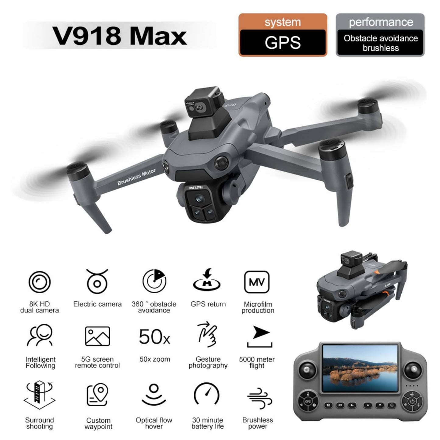 Utceku Drones with Camera for Adults 4K, Under 249g Foldable Quadcopter, 8k Camera Drone with large screen controler and GPS Auto Return, Follow Me, Easy for Beginners,3 batteries (Dark Gray)