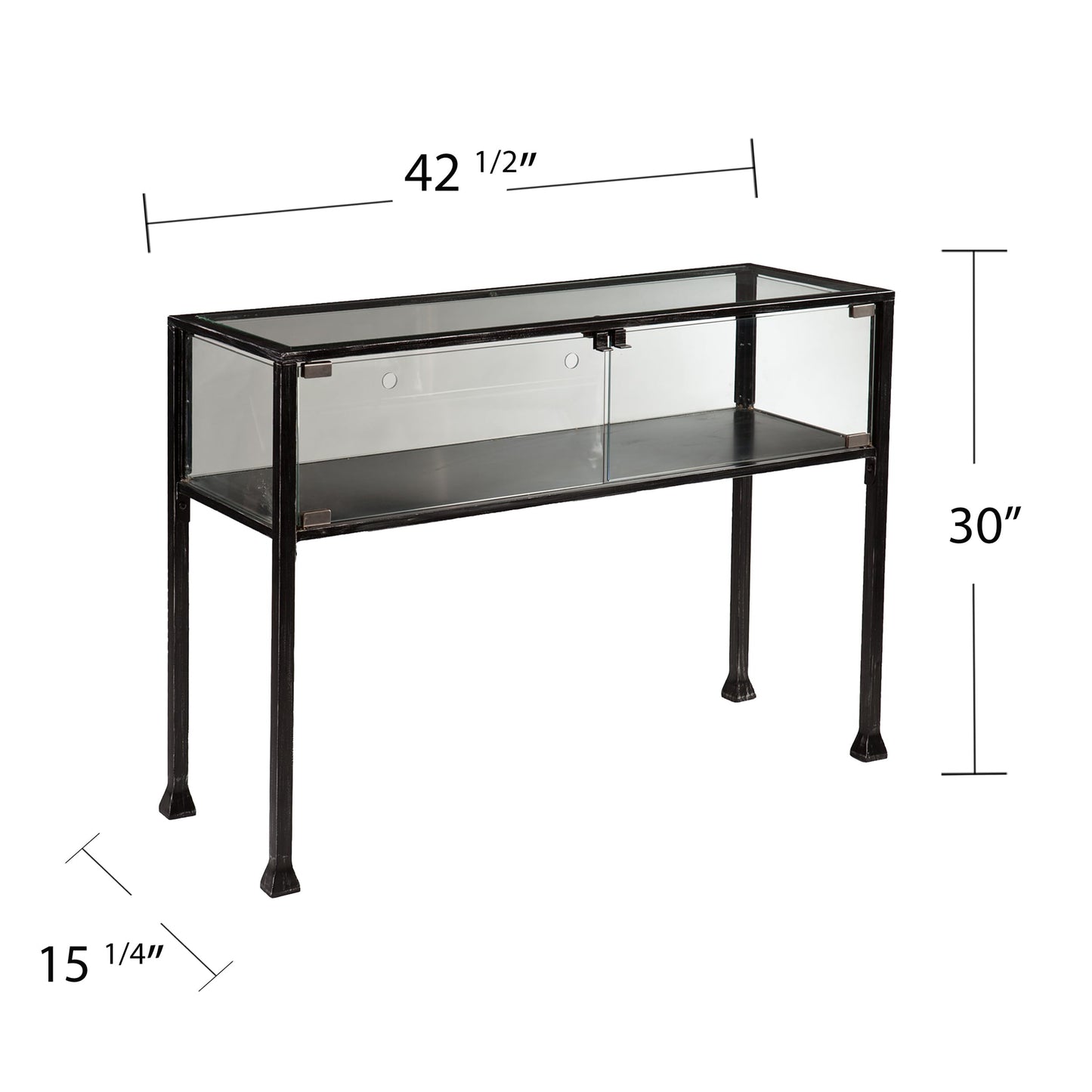SEI Furniture - Terrarium Display Console - Transitional Design, Black Finish - Ideal for Entryway, Living Room (CK8863)