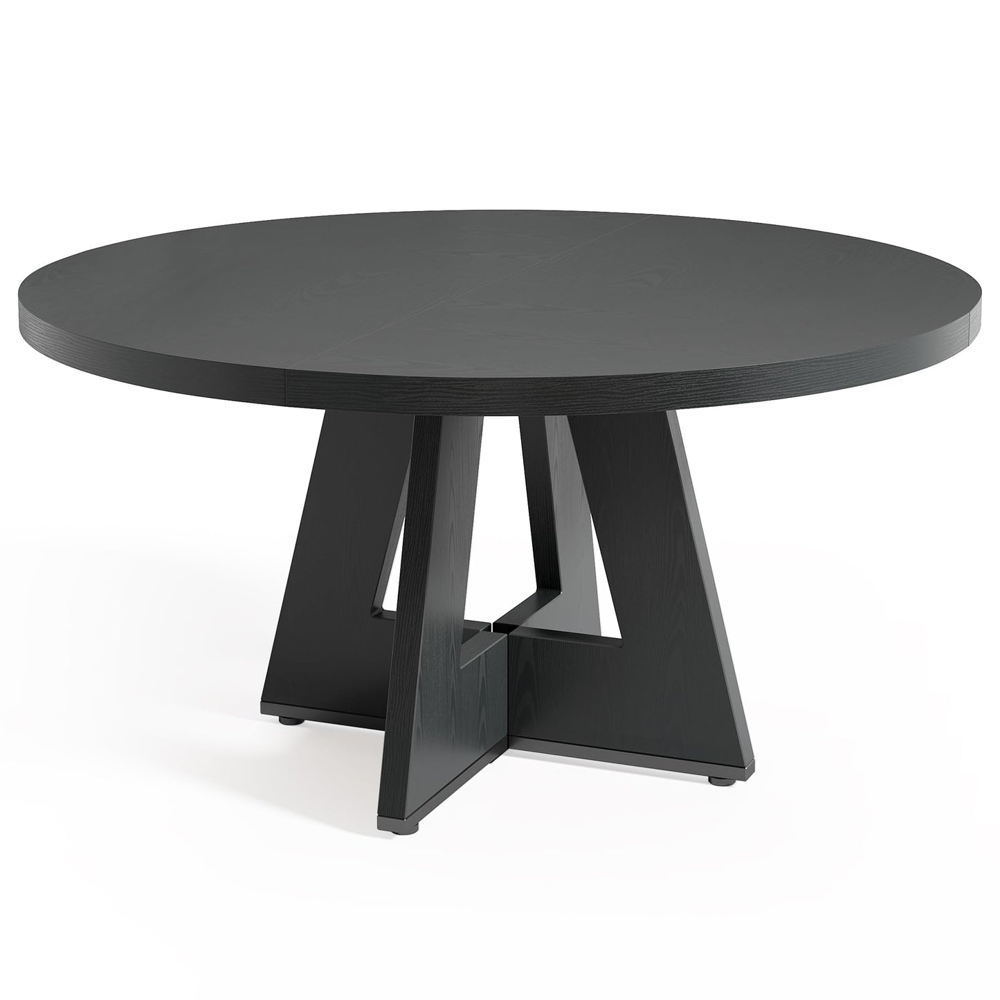 LITTLE TREE Round Dining Table for 4-6 People, 47 Inches Dining Room Table with Wooden Pedestal Base, Black Dinner Tables, Circle Kitchen Tables for Dining Room, Kitchen, Living Room