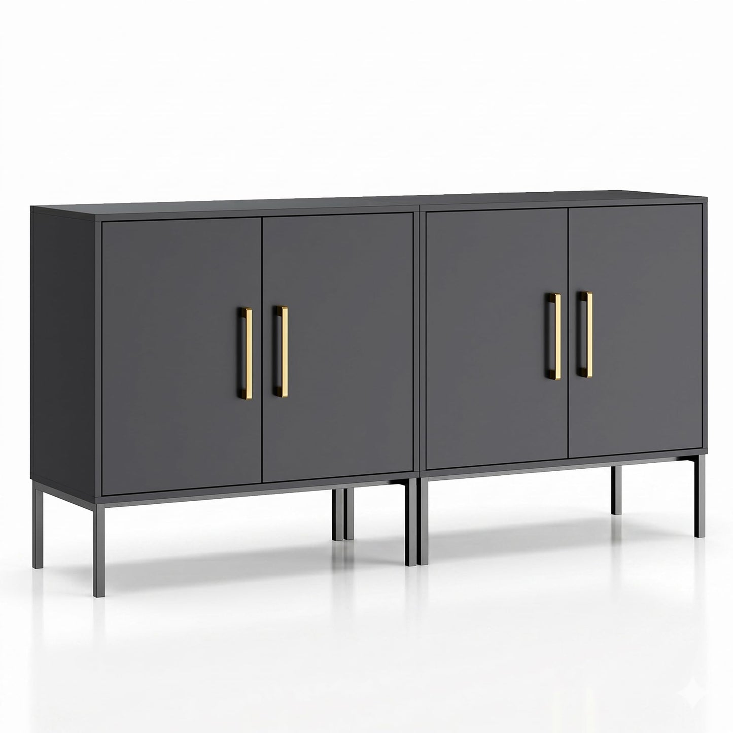 LYNSOM TV Stand for 55 Inch TV, Media Console Table with 2 Cabinets, Storage for Bedroom, Living Room, Entertainment Room (Black)