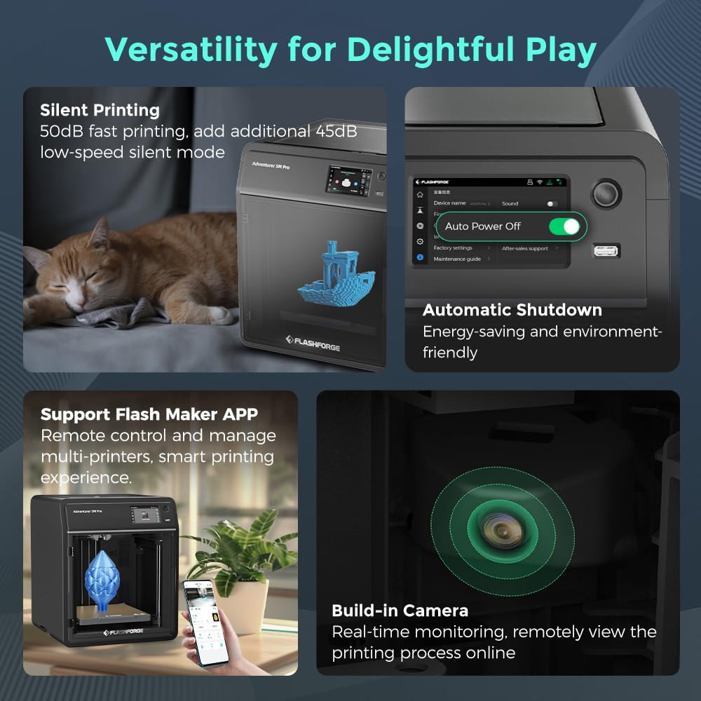 FLASHFORGE AD5M Pro 3D Printer 600mm/s High Speed & Precision, Full-Auto Calibration with 0.4&0.6mm Nozzle Bundle, CoreXY Structure & Auxiliary Chamber Cooling, ≤50 dB Quite Printing Camera Printers