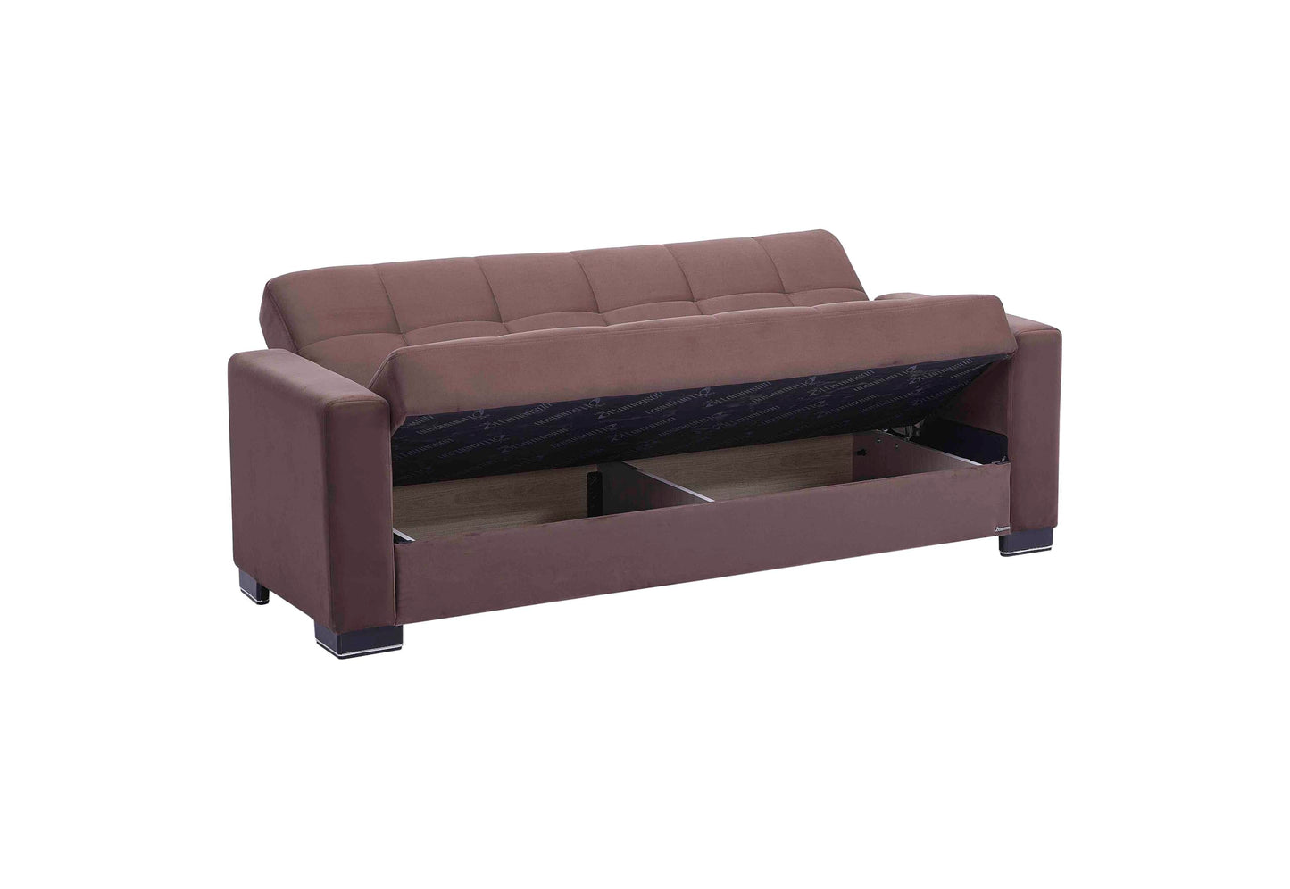 Ottomanson Convertible Sofa Bed Futon Couch with Hidden Storage & Click-Clack Sit-Sleep Conversion – Firm Support Sleeper Sofa for Living Room, Apartment & Guest Room, Brown