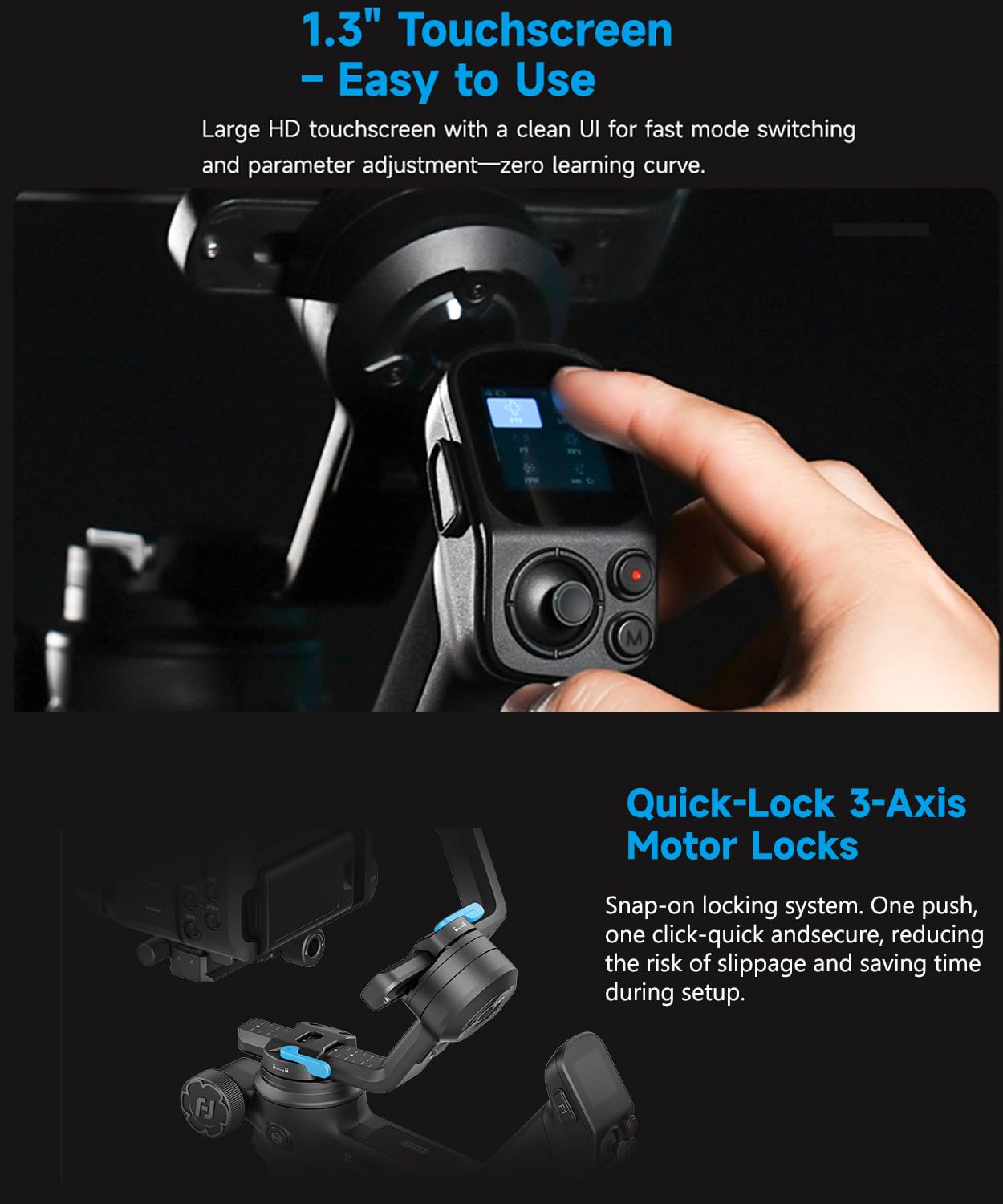 FeiyuTech SCORP 3 KIT Gimbal Stabilizer for DSLR and Mirrorless Camera,Built-in AI Tracking,Detachable Handle,3-Axis Gimbal for Sony/Canon/Nikon/Fujifilm, Max 3.5KG/7.72lbs,Touch Screen with Bag