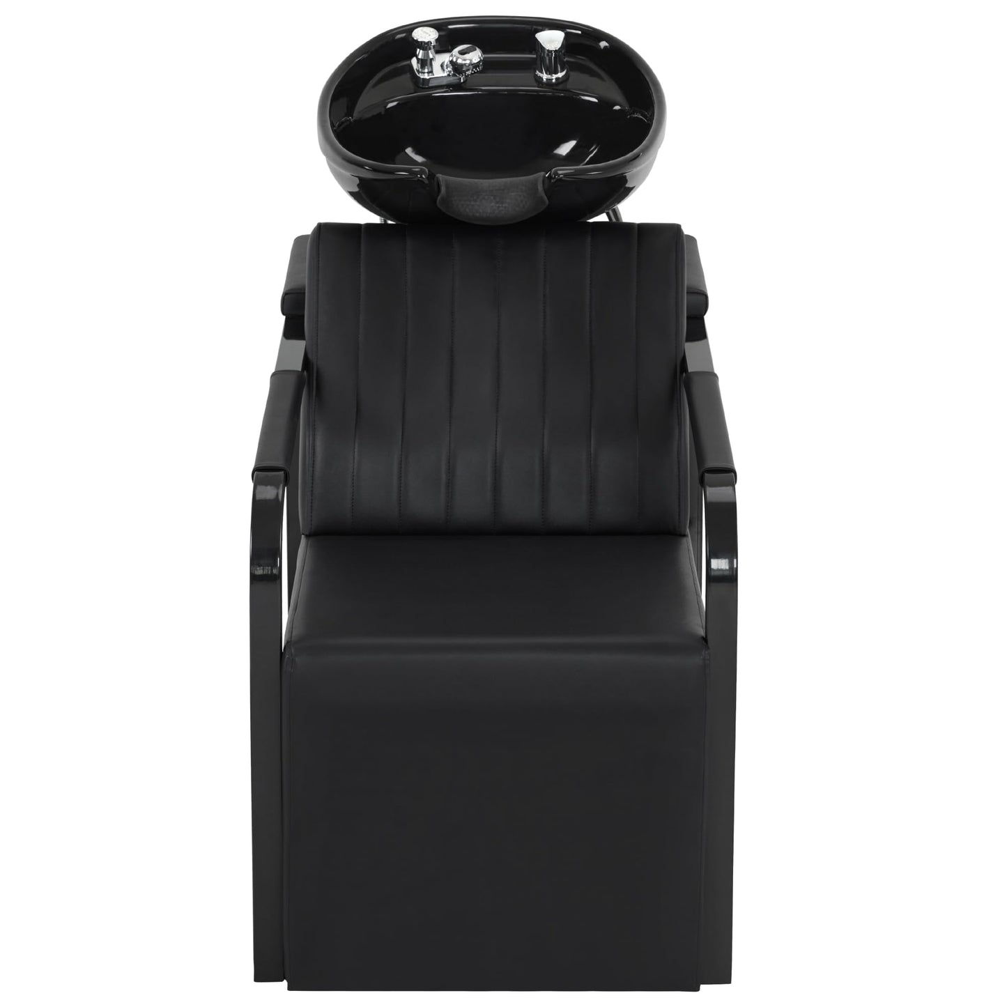 BarberPub Shampoo Bowl and Chair Set for Salon, Shampoo Backwash Station Chair for Hair Stylist, Ceramic Hair Wash Bowl Sink Unit Station for Salon Beauty Spa Equipment 9024