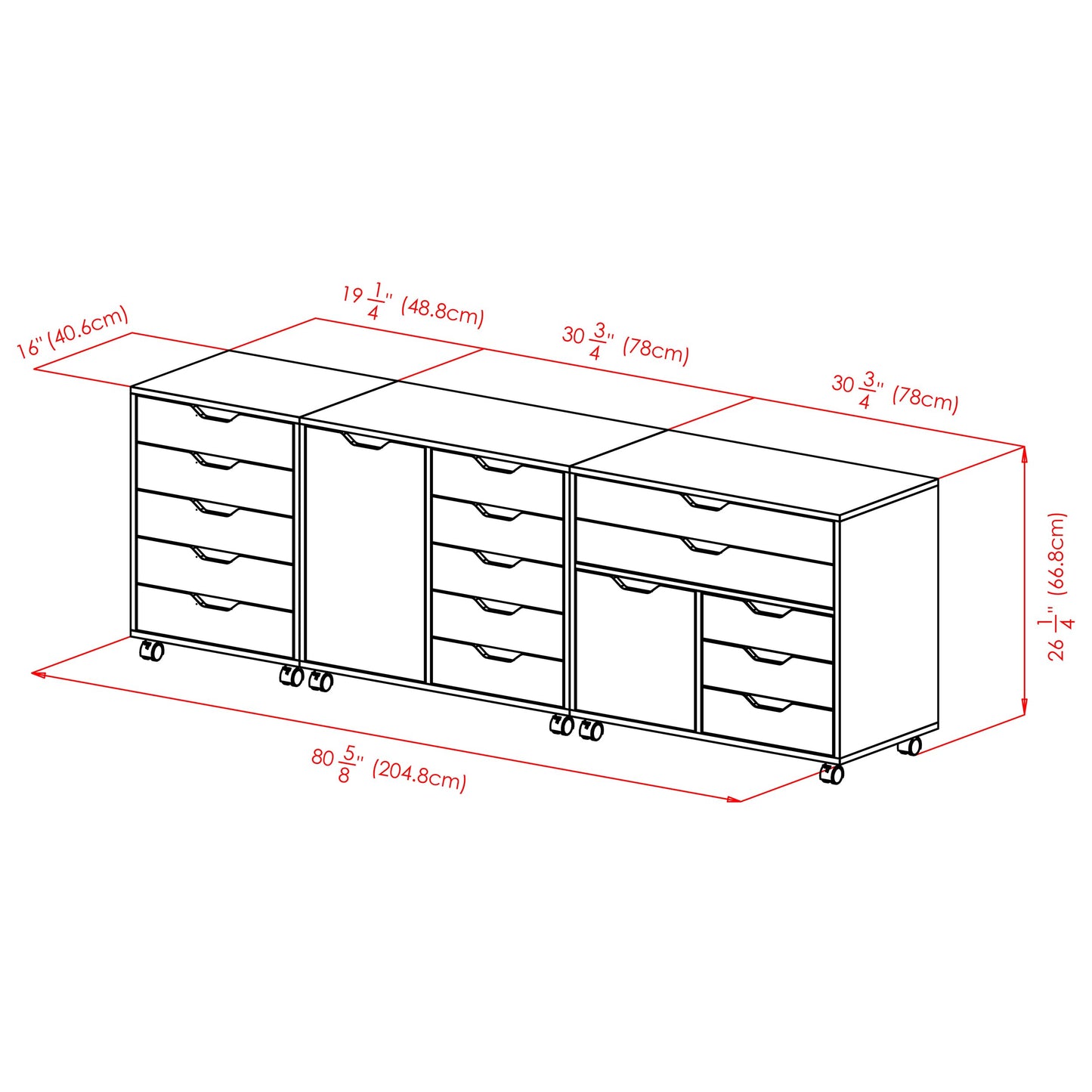 Halifax 3-Pc Storage Cabinet Set, White