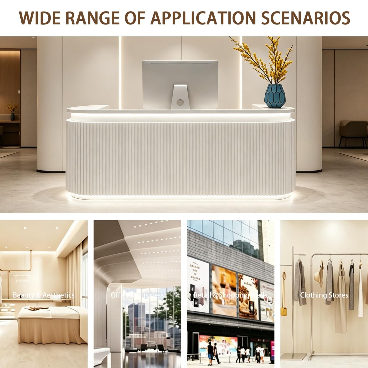 Reception Room Tables,Front Office Desk, Modern Reception Counter with Storage Function Lockable Drawers, Large Front Counter for Salon Lobby Office Retail Shop
