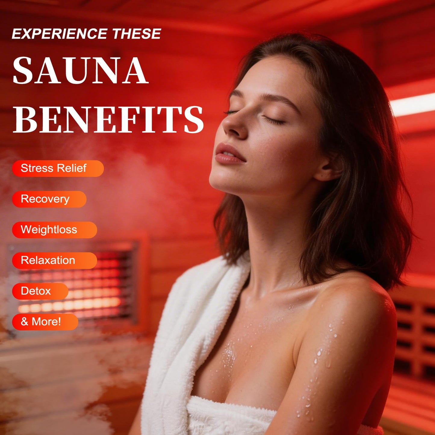 Portable Sauna with Red Light Therapy Home Sauna Tent with 145 Dry Heating Box, Simple Control, Foldable Chair Included for Relaxation, Large Space 33.8 * 33.8 * 70.8