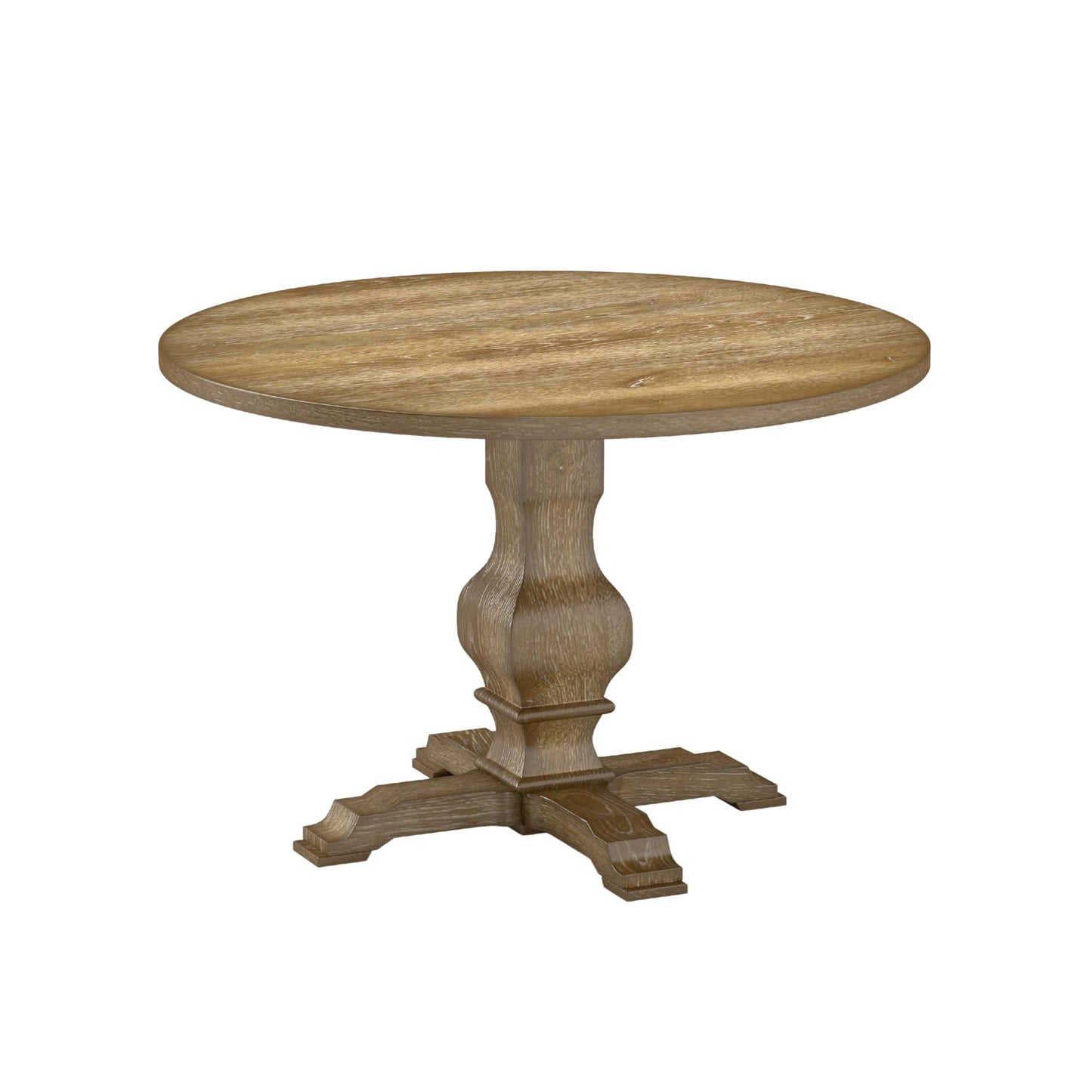 Roundhill Furniture Havre Pedestal Base Round Dining Table, Oak