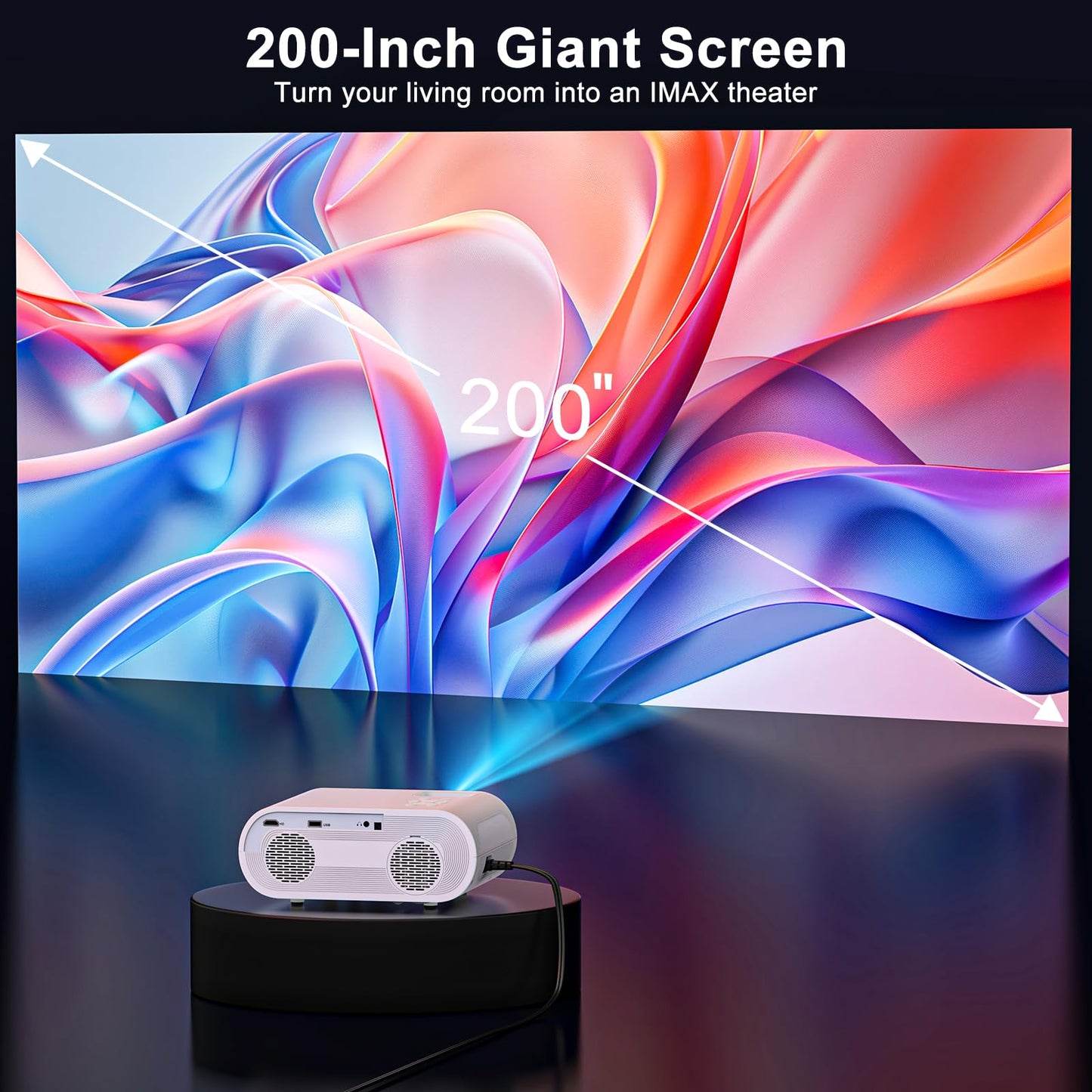 1500 ANSI Smart Projector, HOMPOW 4K Projector with WiFi and Bluetooth, Mini Projector, Built-in Streaming System, Projector with Apps, Outdoor Projector, Home Projector for iOS/Android