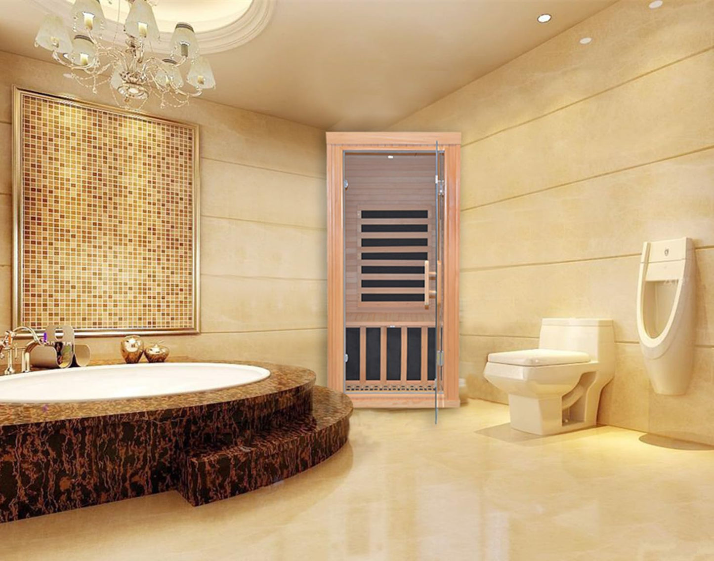 Kang Share Dynamic Home Infrared Sauna Room 1 to 2 Person Wooden Canadian Hemlock 1260W Graphene Carbon Plate Heater Indoor Saunas
