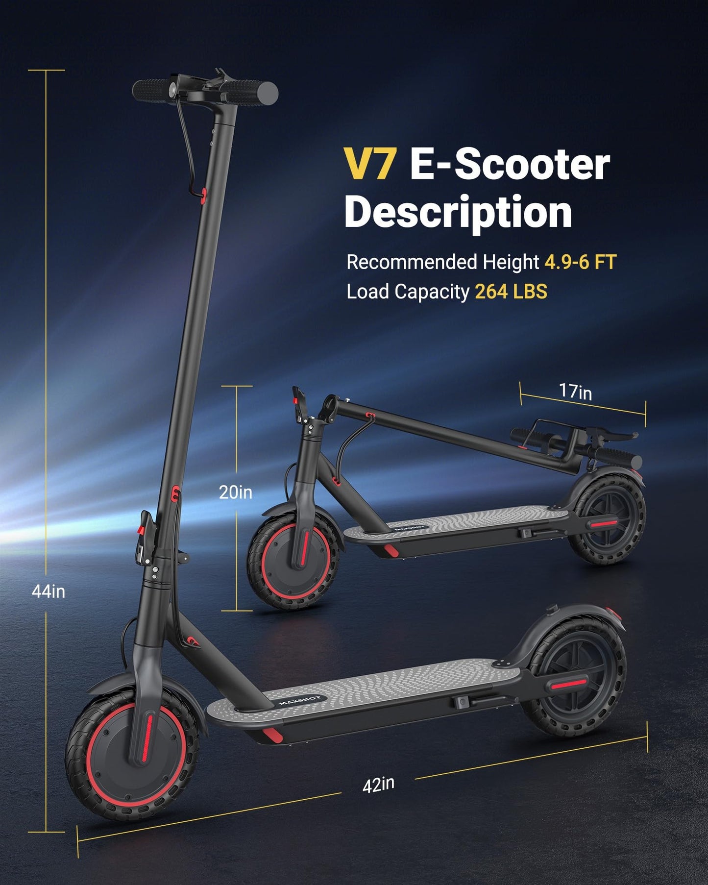 MAXSHOT Electric Scooter for Adults, 8.5/10/14" Tires, 19/22Mph, 350W/500W Motor, 21-28 Miles Range, Folding E-Scooter with Dual Suspension,APP Control