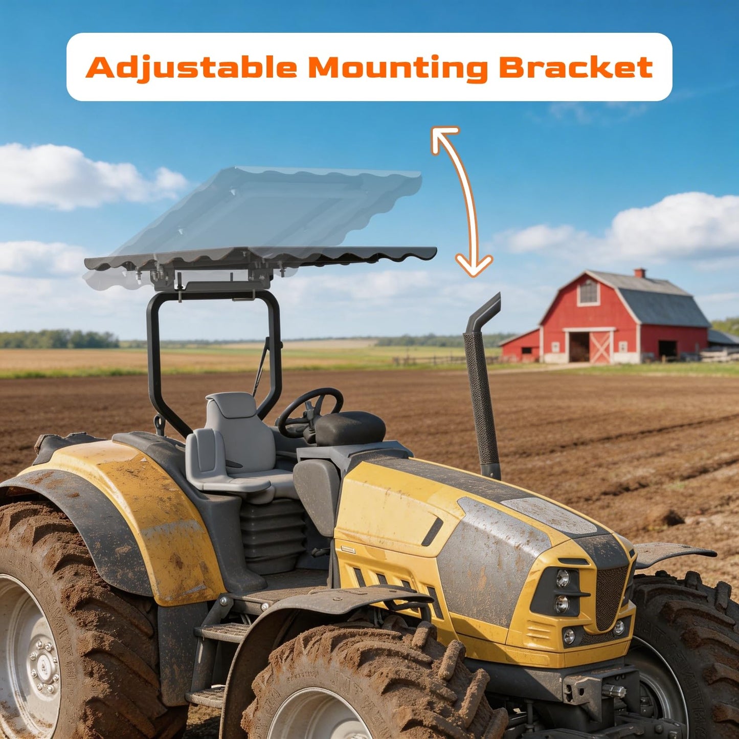 Horilorn Tractor Canopy for ROPS 42-1/8" x 37-3/8", Universal Sunshade Roof for Lawn Mowers, Adjustable Mounting Bracket, Heavy-Duty Polycarbonate Tuff Top Tractor Canopy, Non-Fading, Easy to Install