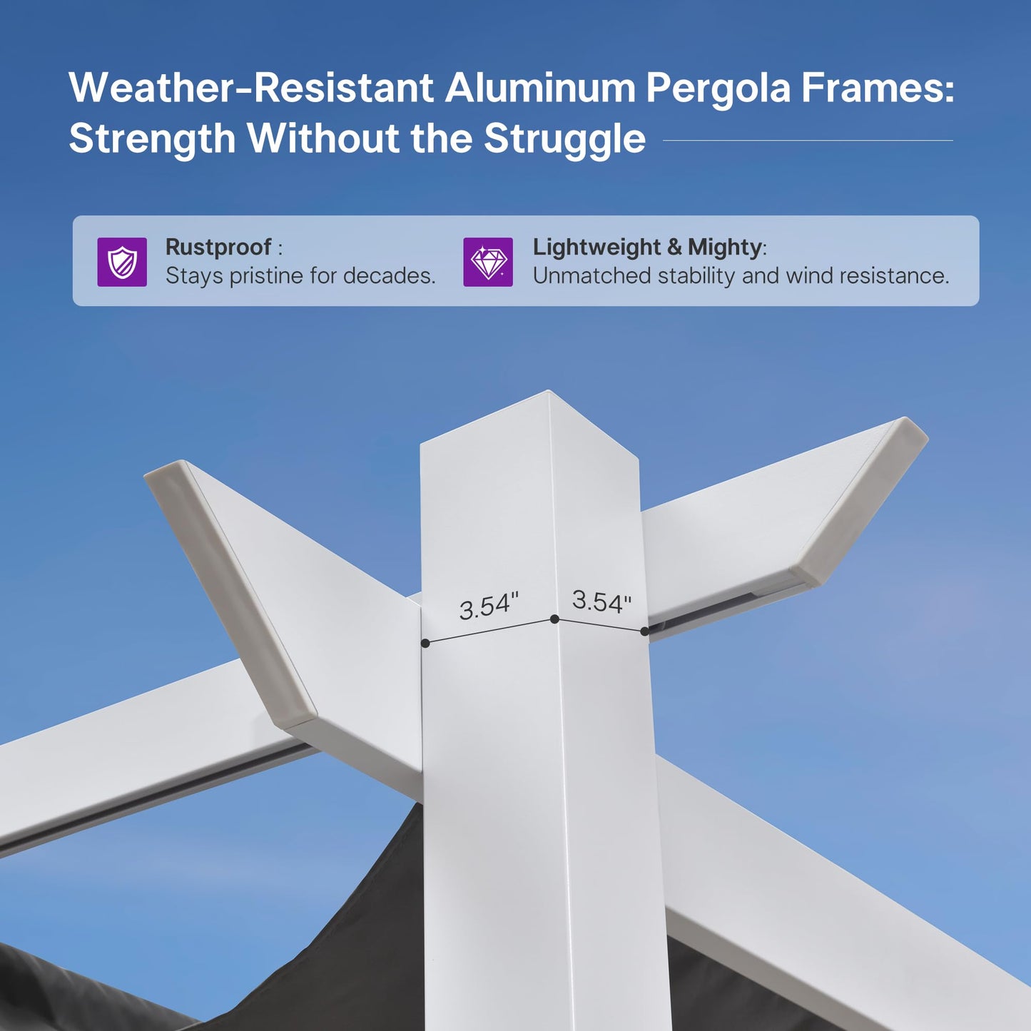 PURPLE LEAF 10' x 13' Aluminum Outdoor Pergola White Wind-Resistant Retractable Pergola with Double Sun Shade Canopy Heavy-Duty Metal Pergola for Patios Backyard Deck Garden, Grey