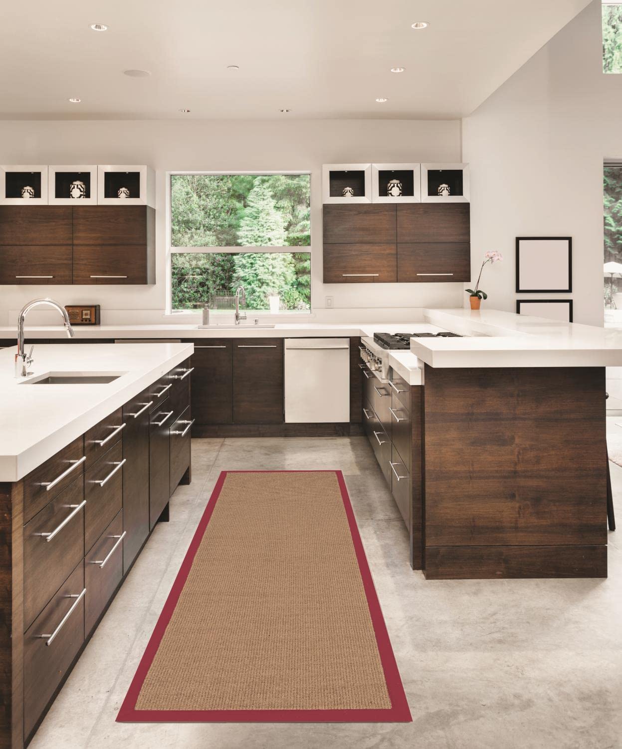 Linon Athena Collection Rug, 100% Wool, 2.6 x 8 ft, Red, Model RUG-AT030328